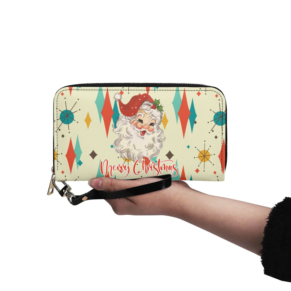 Kate McEnroe New York Retro Vintage Santa Franciscan Diamond Starburst Christmas WalletWalletsWJ275R7W-1