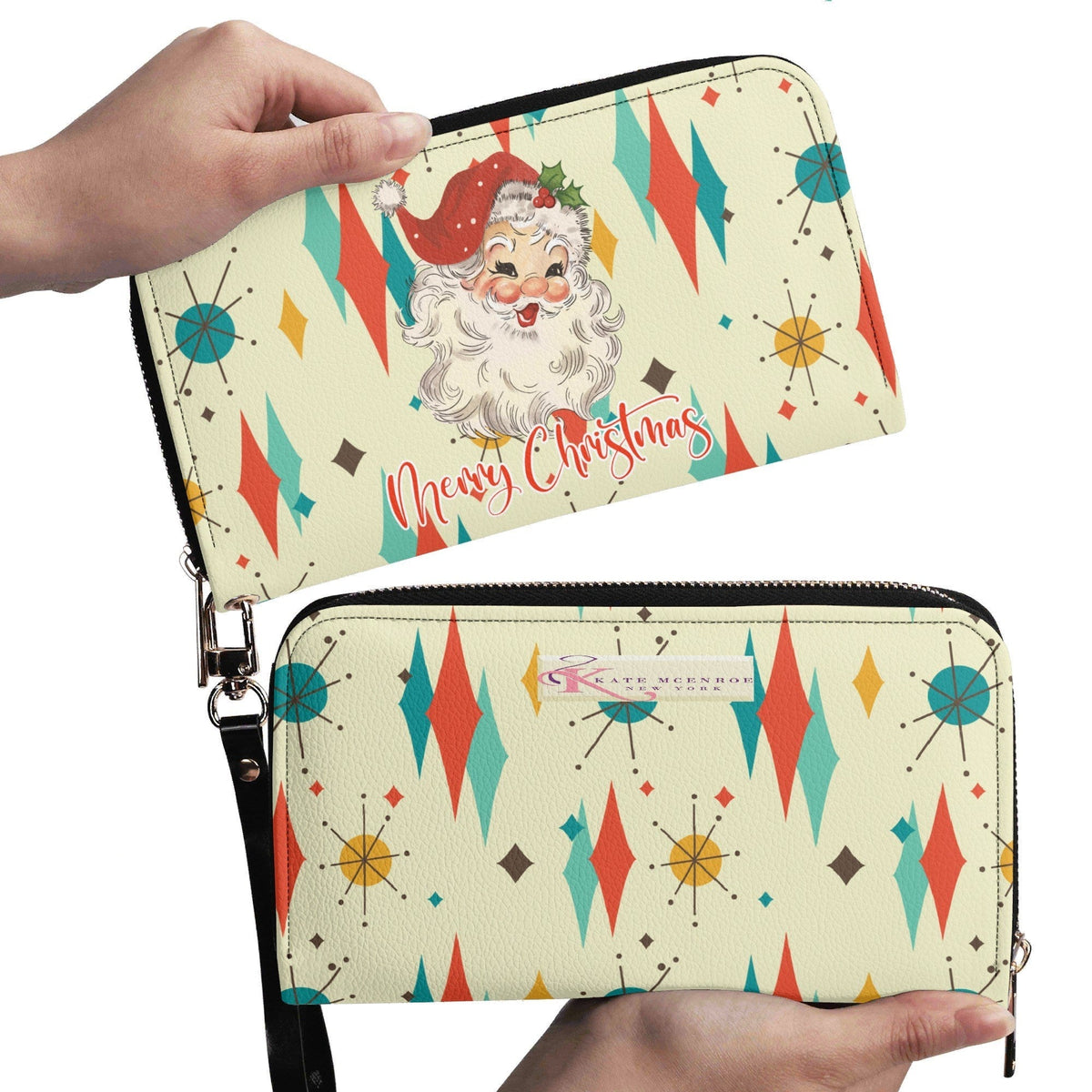Kate McEnroe New York Retro Vintage Santa Franciscan Diamond Starburst Christmas WalletWalletsWJ275R7W-1