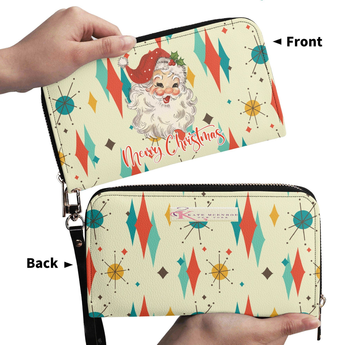Kate McEnroe New York Retro Vintage Santa Franciscan Diamond Starburst Christmas WalletWalletsWJ275R7W-2