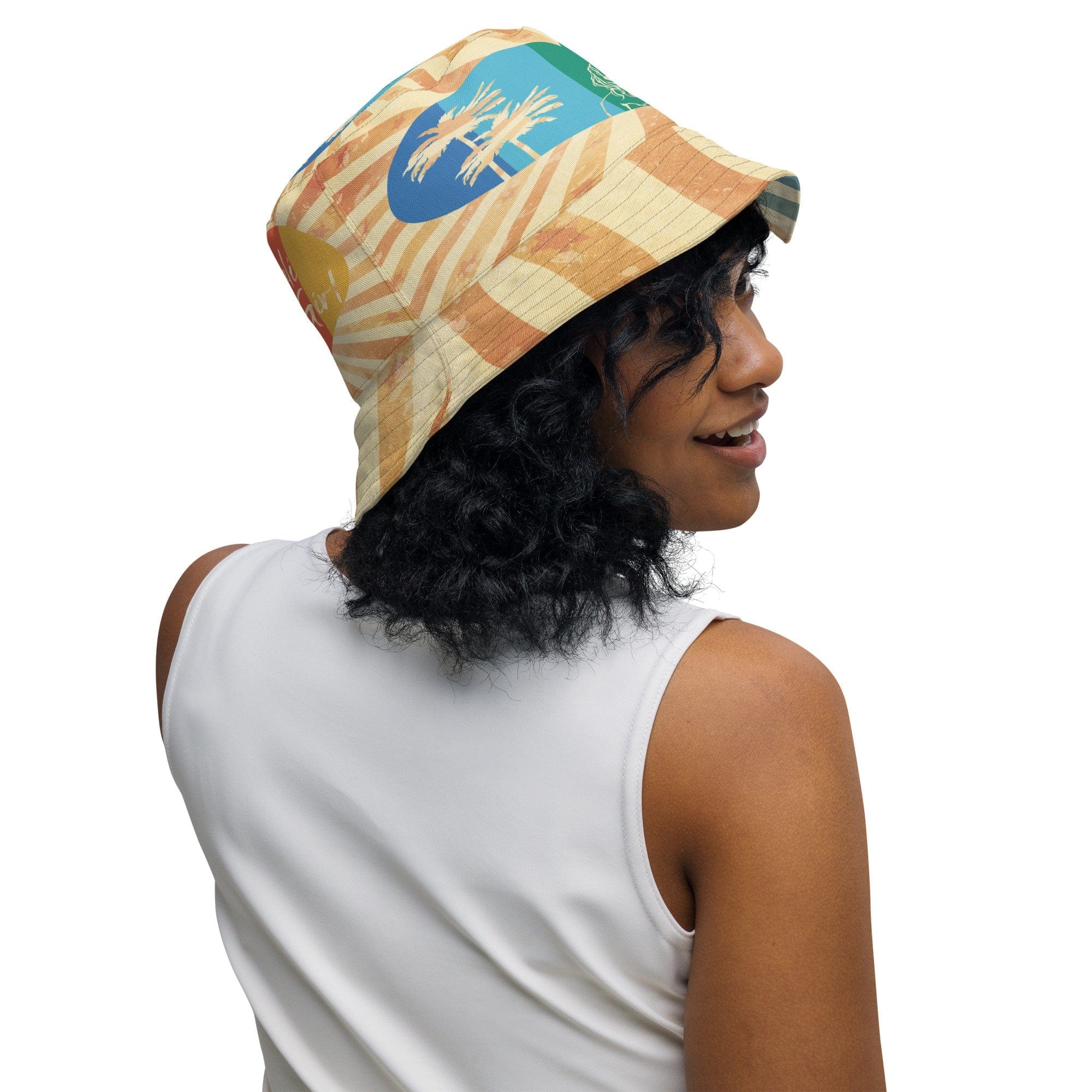 Kate McEnroe New York Retro Vintage Surfer Cali Girl Reversible Bucket HatHats63C761601D07C_16360