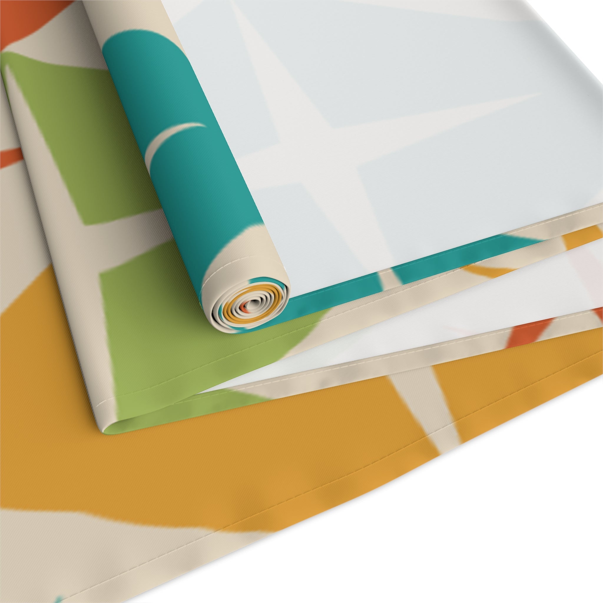 Kate McEnroe New York Retro Vintage Table Runner, 50s Mid Century Modern Diamond Starbursts, Teal, Pink, Burnt Orange, Mustard Yellow, Lime MCM Table LinensTable Runners27861548772383124521