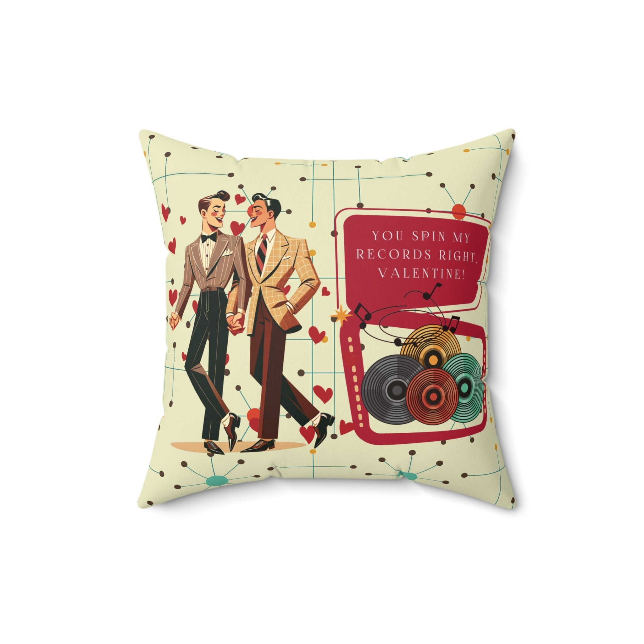 Kate McEnroe New York Retro Vinyl Dapper Dudes MCM Valentine Throw PillowThrow Pillows33341464900307013173