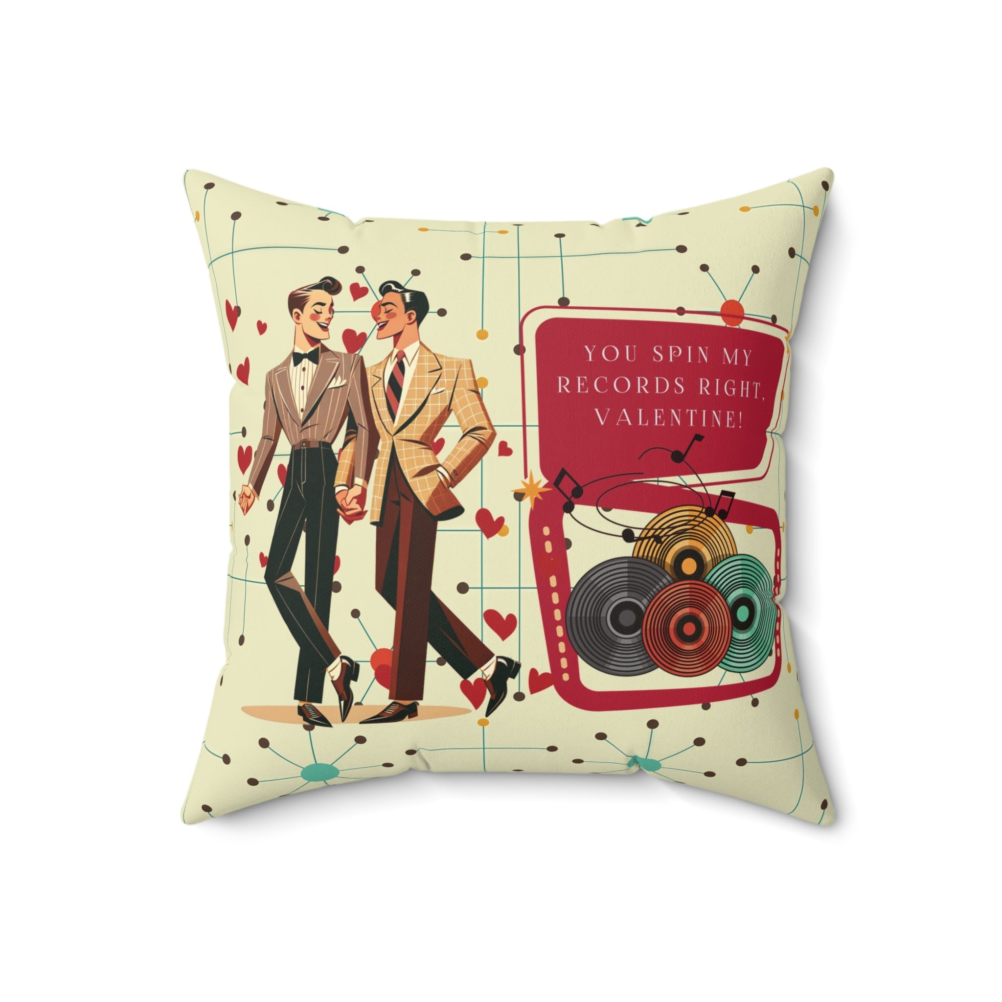 Kate McEnroe New York Retro Vinyl Dapper Dudes MCM Valentine Throw PillowThrow Pillows33341464900307013173
