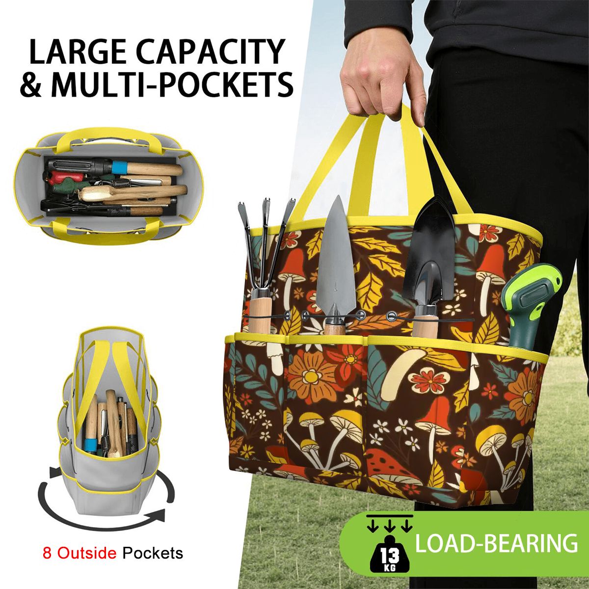 Kate McEnroe New York Retro Woodland Groovy Mushrooms Garden Tool BagGarden Tool Bag4R6nkVtyu1