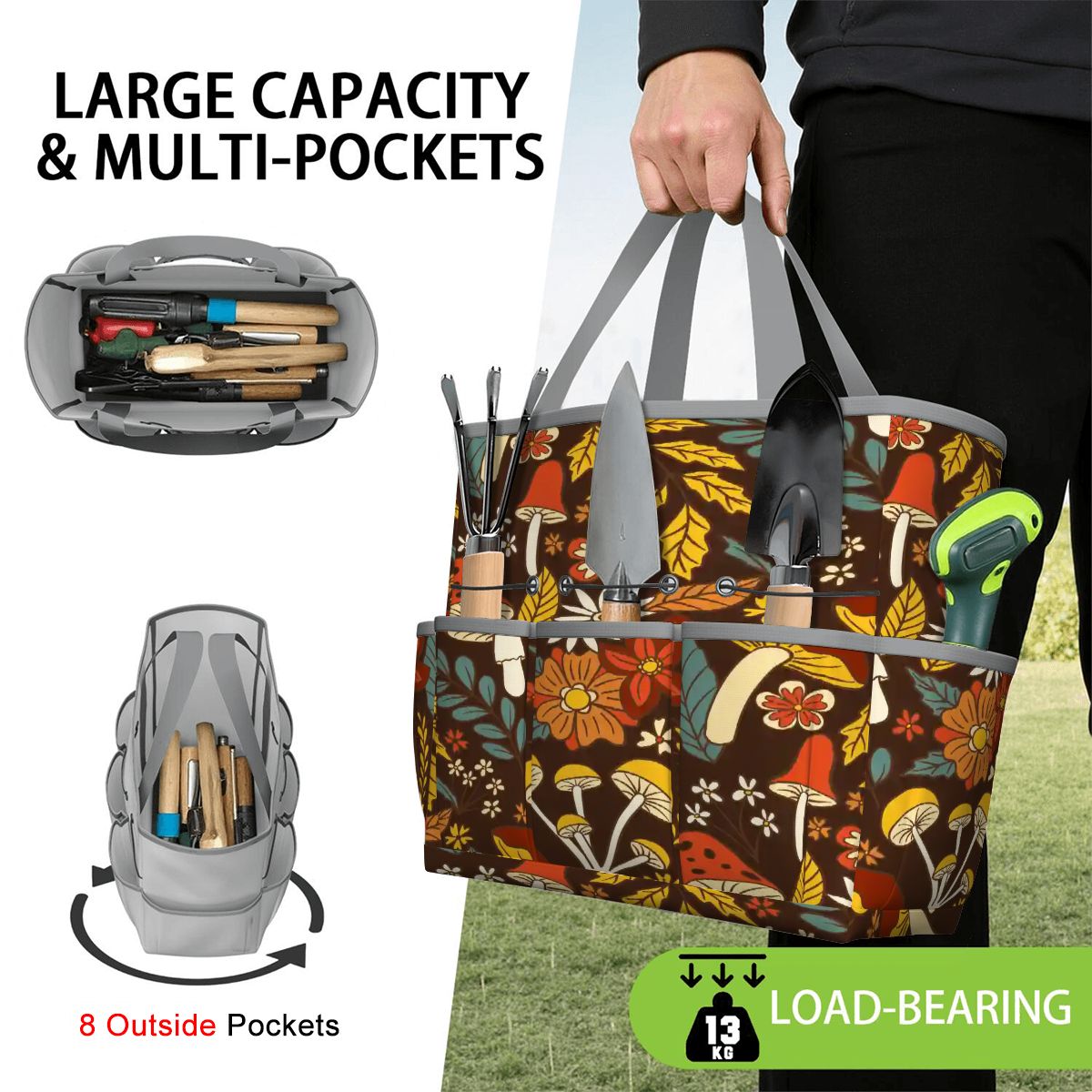 Kate McEnroe New York Retro Woodland Groovy Mushrooms Garden Tool BagGarden Tool Bag4R6nkVtyu1