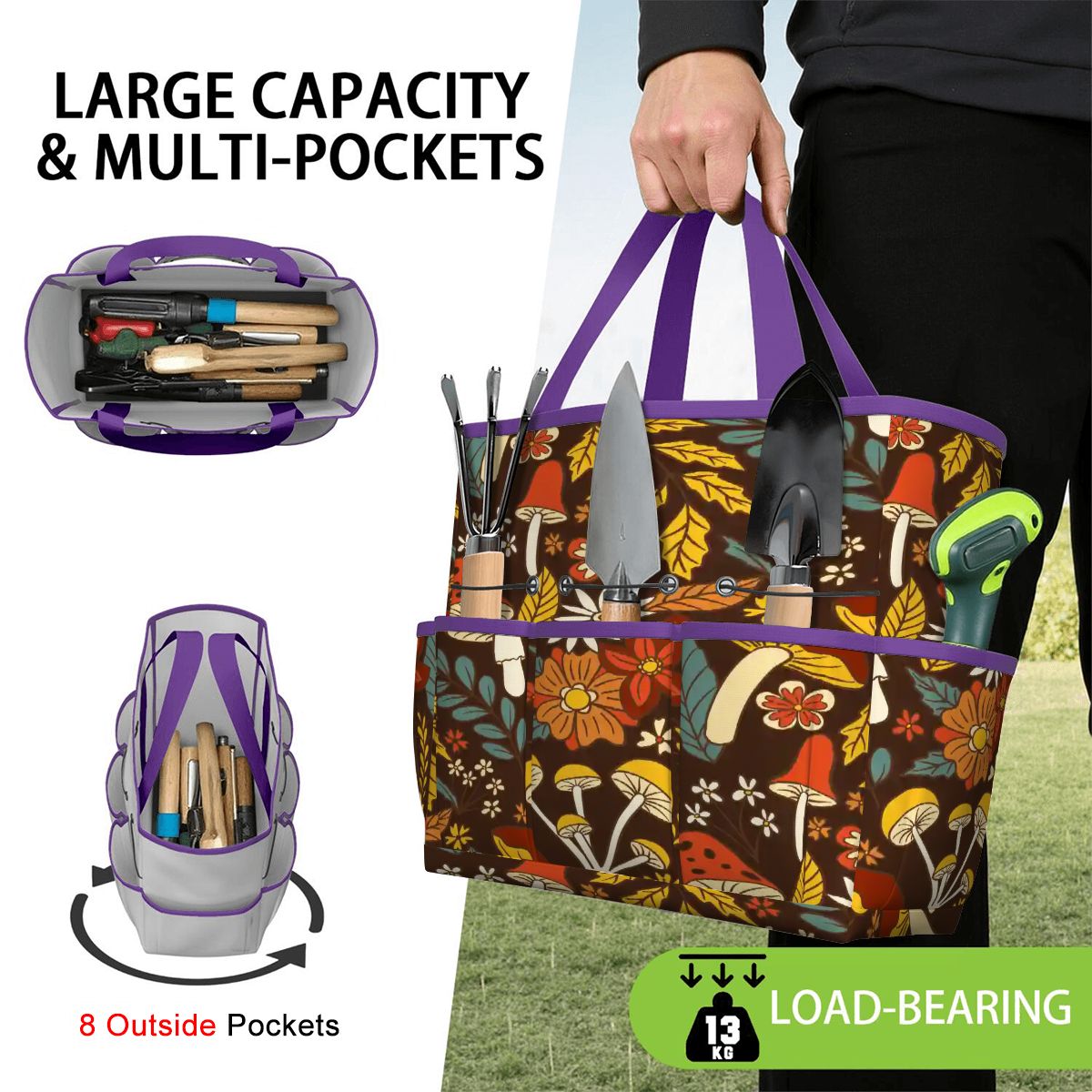 Kate McEnroe New York Retro Woodland Groovy Mushrooms Garden Tool BagGarden Tool Bag4R6nkVtyu1