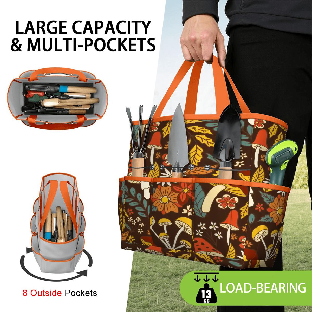 Kate McEnroe New York Retro Woodland Groovy Mushrooms Garden Tool BagGarden Tool Bag4R6nkVtyu1