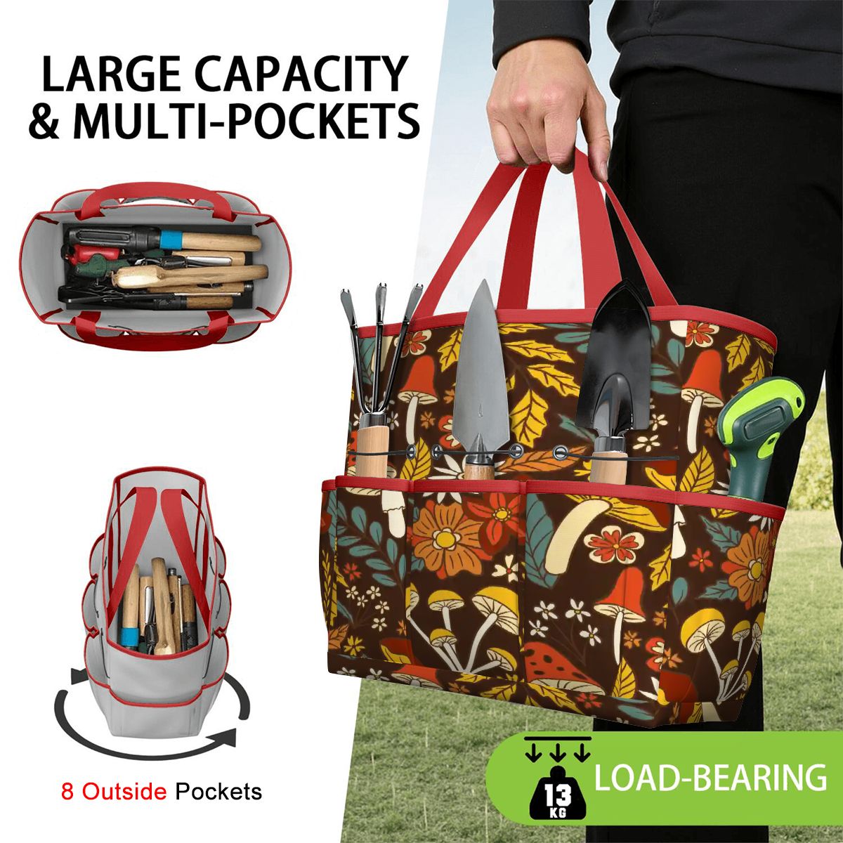 Kate McEnroe New York Retro Woodland Groovy Mushrooms Garden Tool BagGarden Tool BagGxqFfoqcdm