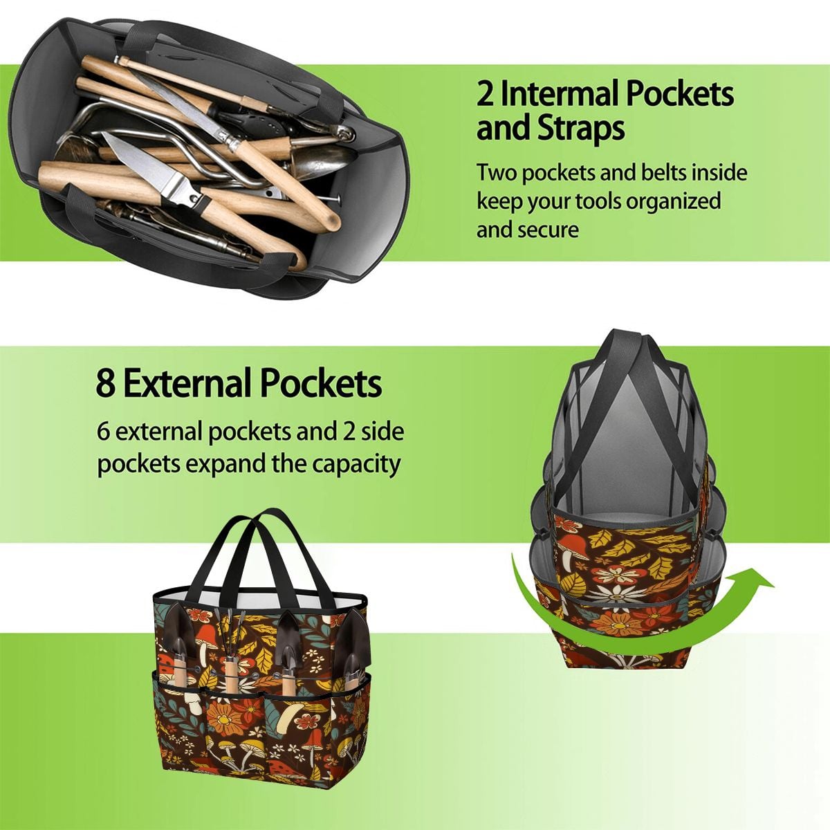 Kate McEnroe New York Retro Woodland Groovy Mushrooms Garden Tool BagGarden Tool BagNTULNs3s6Q