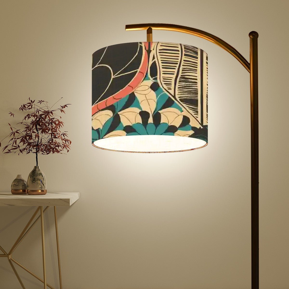 Kate McEnroe New York Scandinavian Boho Arc Floor Lamp, Danish Modern Floral Accent Lighting, Mid Century Living Room DecorFloor LampsnsVClV2WdE