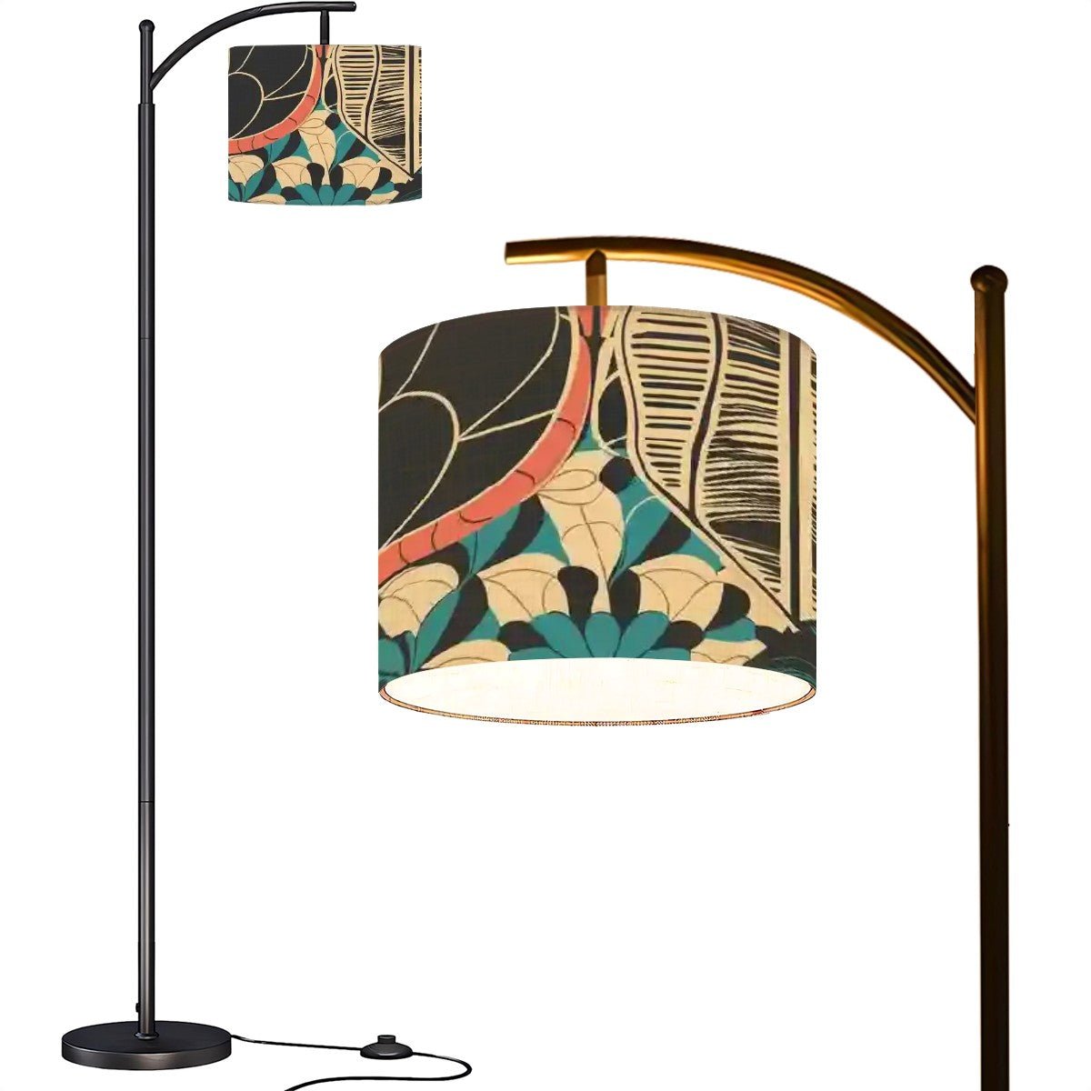 Kate McEnroe New York Scandinavian Boho Arc Floor Lamp, Danish Modern Floral Accent Lighting, Mid Century Living Room DecorFloor LampsnsVClV2WdE