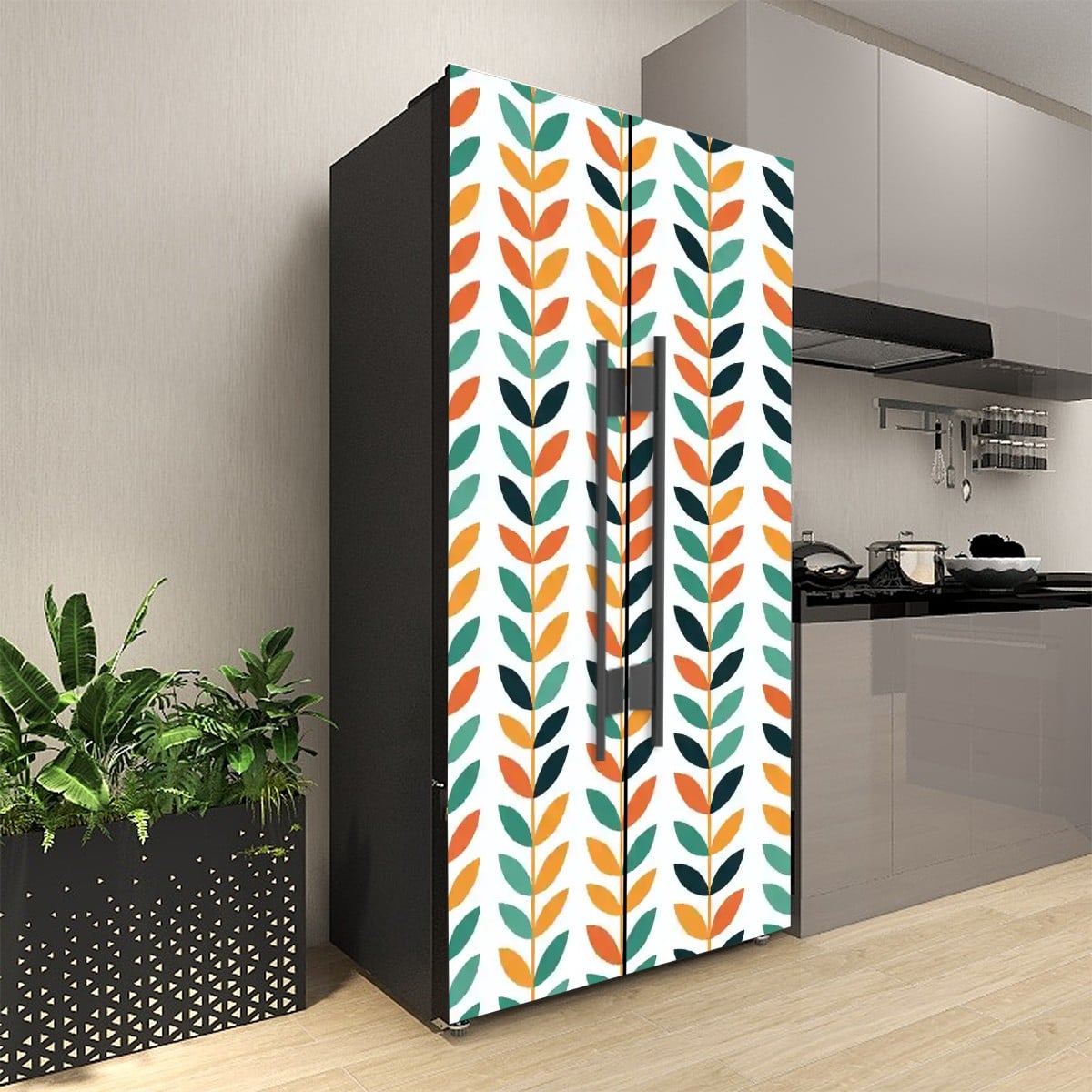 Kate McEnroe New York Scandinavian Danish Mid Century Modern Retro Floral Refrigerator WrapRefrigerator WrapshghZTuh8qH