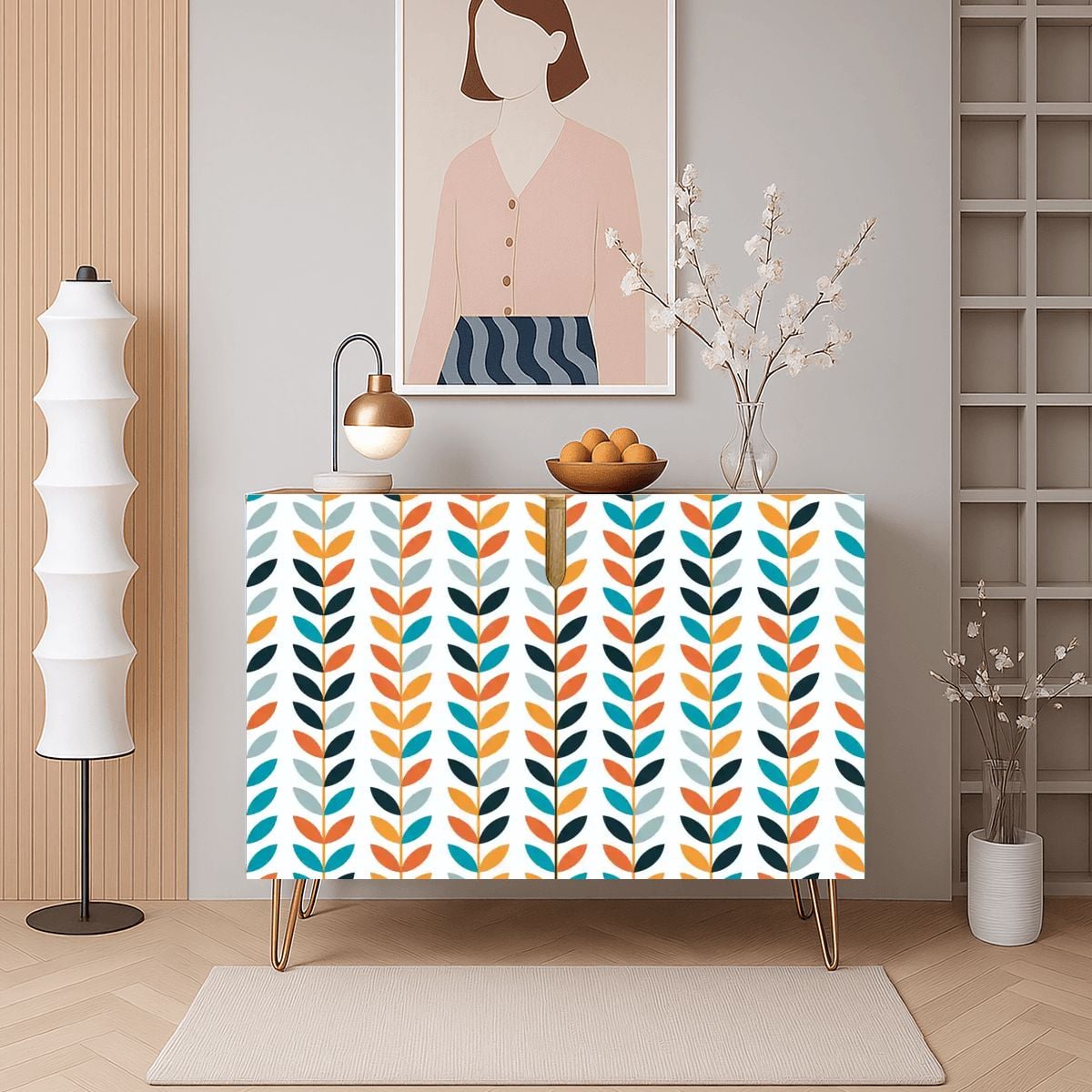 Kate McEnroe New York Scandinavian Danish Mid Century Modern Retro Floral Storage CabinetStorage Cabinetsklq0RSiJJ9