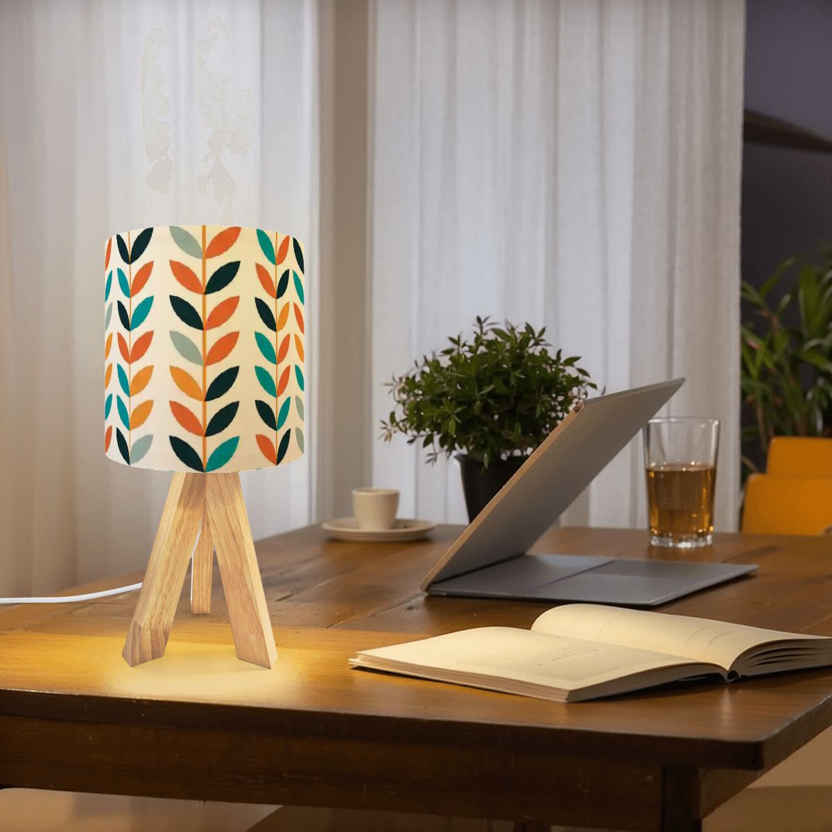 Kate McEnroe New York Scandinavian Danish Mid Century Modern Retro Floral Tripod Table LampTable LampsFbn0TmFdwC