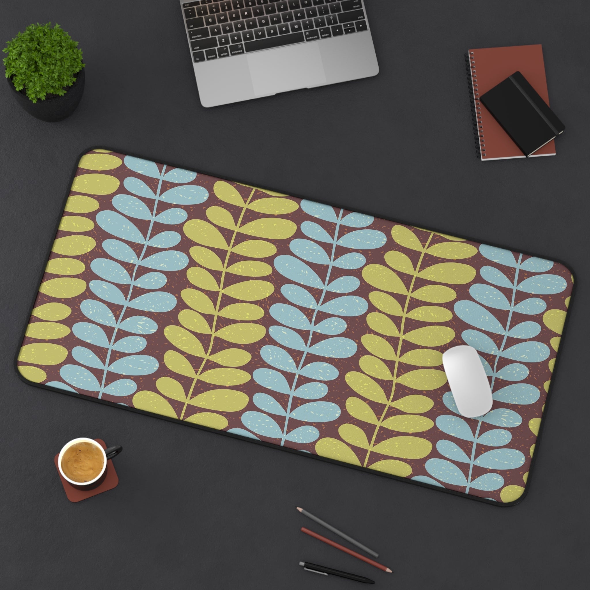 Kate McEnroe New York Scandinavian Danish Modern Floral Desk Mat, Mid Century Modern Office DecorDesk Mats14036785989741860150