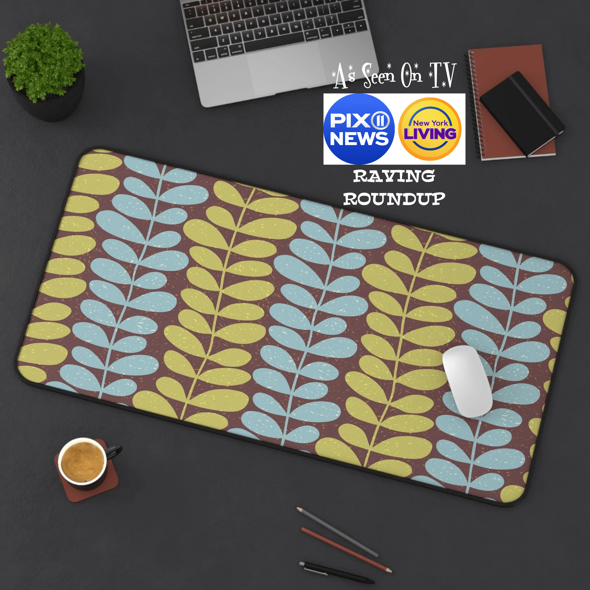 Kate McEnroe New York Scandinavian Danish Modern Floral Desk Mat, Mid Century Modern Office DecorDesk Mats28082378470943045961