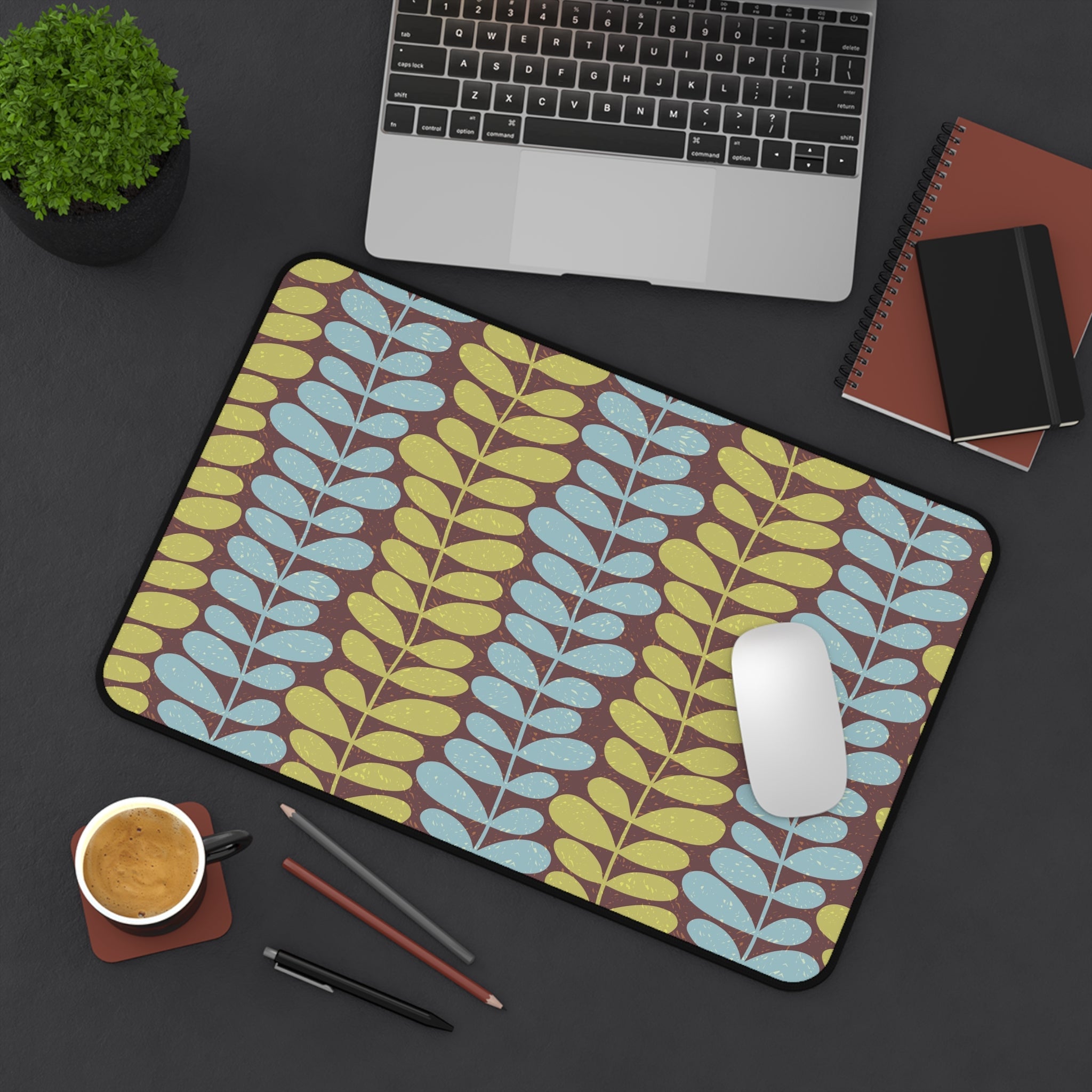 Kate McEnroe New York Scandinavian Danish Modern Floral Desk Mat, Mid Century Modern Office DecorDesk Mats55041528373631412199