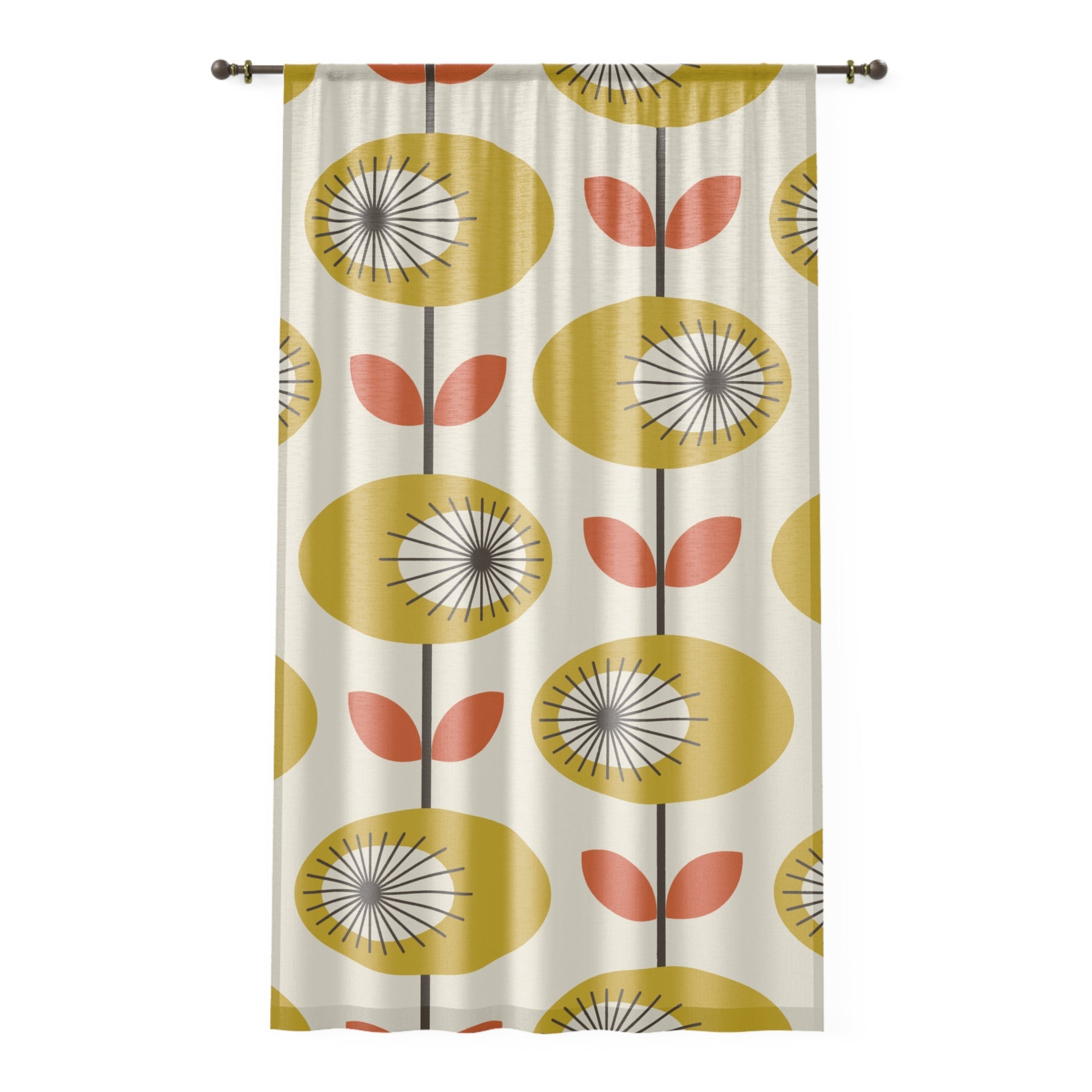 Kate McEnroe New York Scandinavian Danish Modern Floral Sheer Curtain, Mid Century Minimalist Window PanelWindow Curtains28012373153397613400