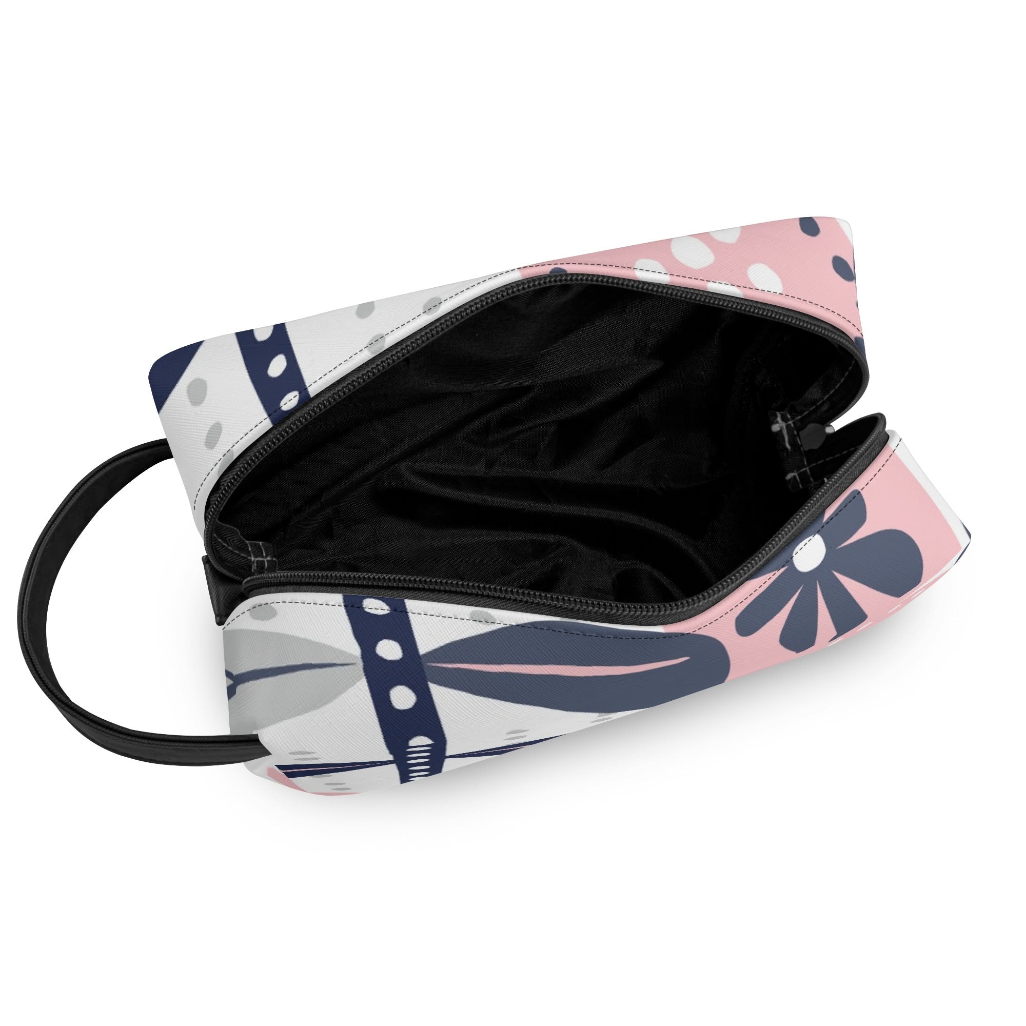 Kate McEnroe New York Scandinavian Danish Modern Floral Toiletry Bag, Mid Century Minimalist Travel Case, Retro MCM Cosmetic BagCosmetic & Toiletry BagsNM6432LW - 2