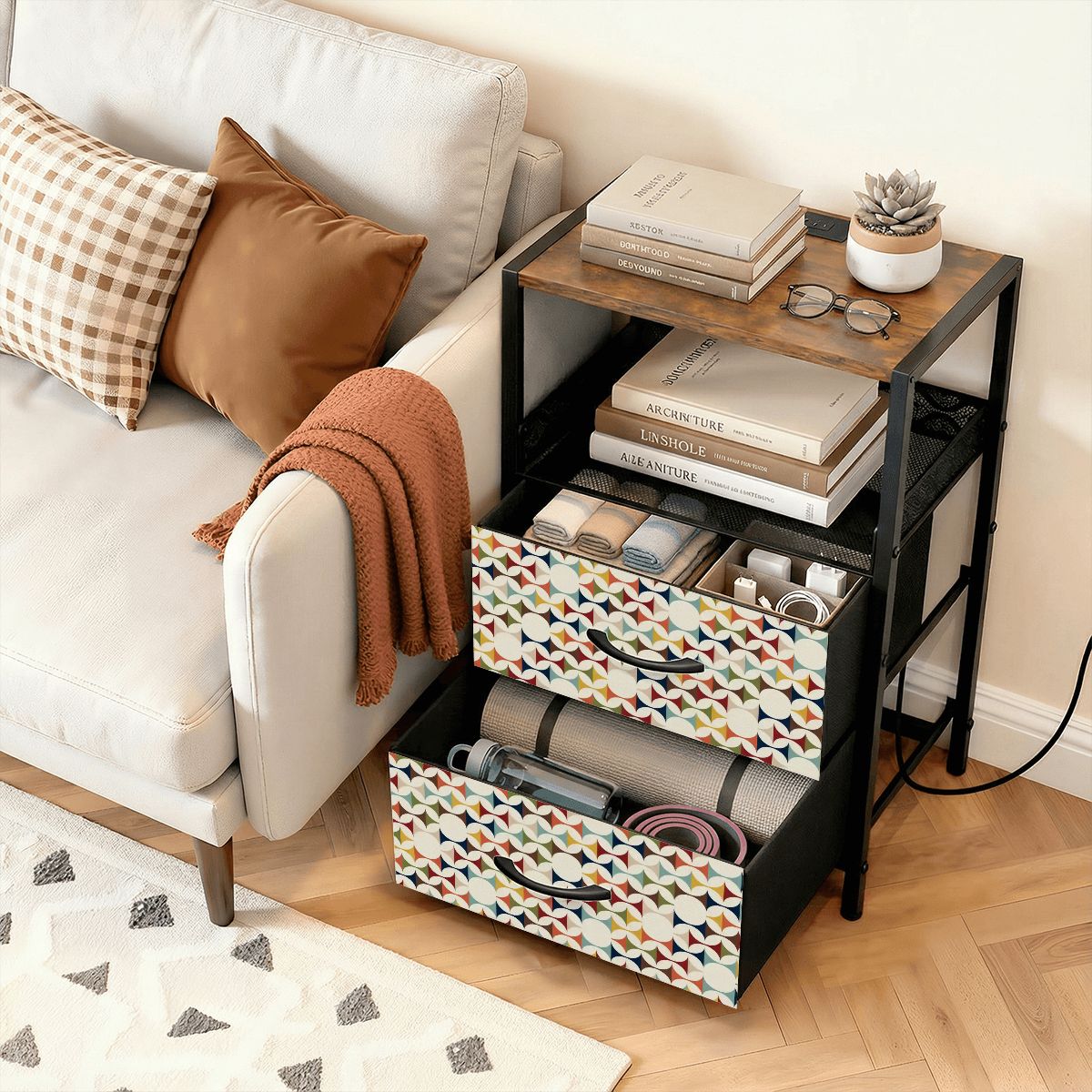 Kate McEnroe New York Scandinavian Danish Modern Geometric Nightstand with StorageNightStandsKEqKrW5ozD