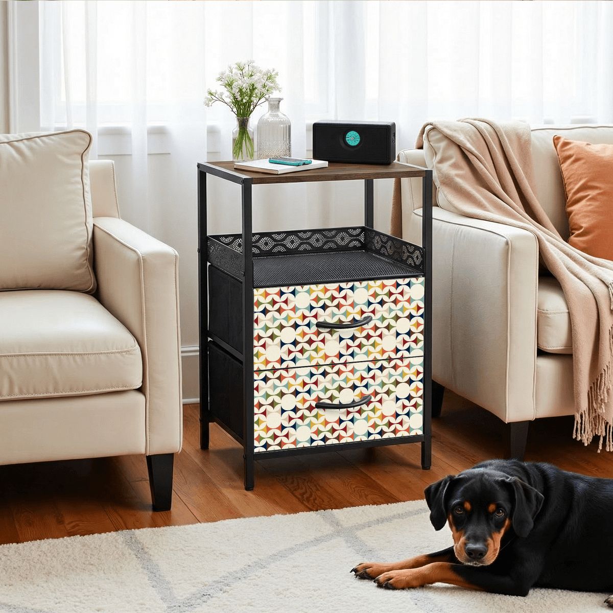 Kate McEnroe New York Scandinavian Danish Modern Geometric Nightstand with StorageNightStandsKEqKrW5ozD