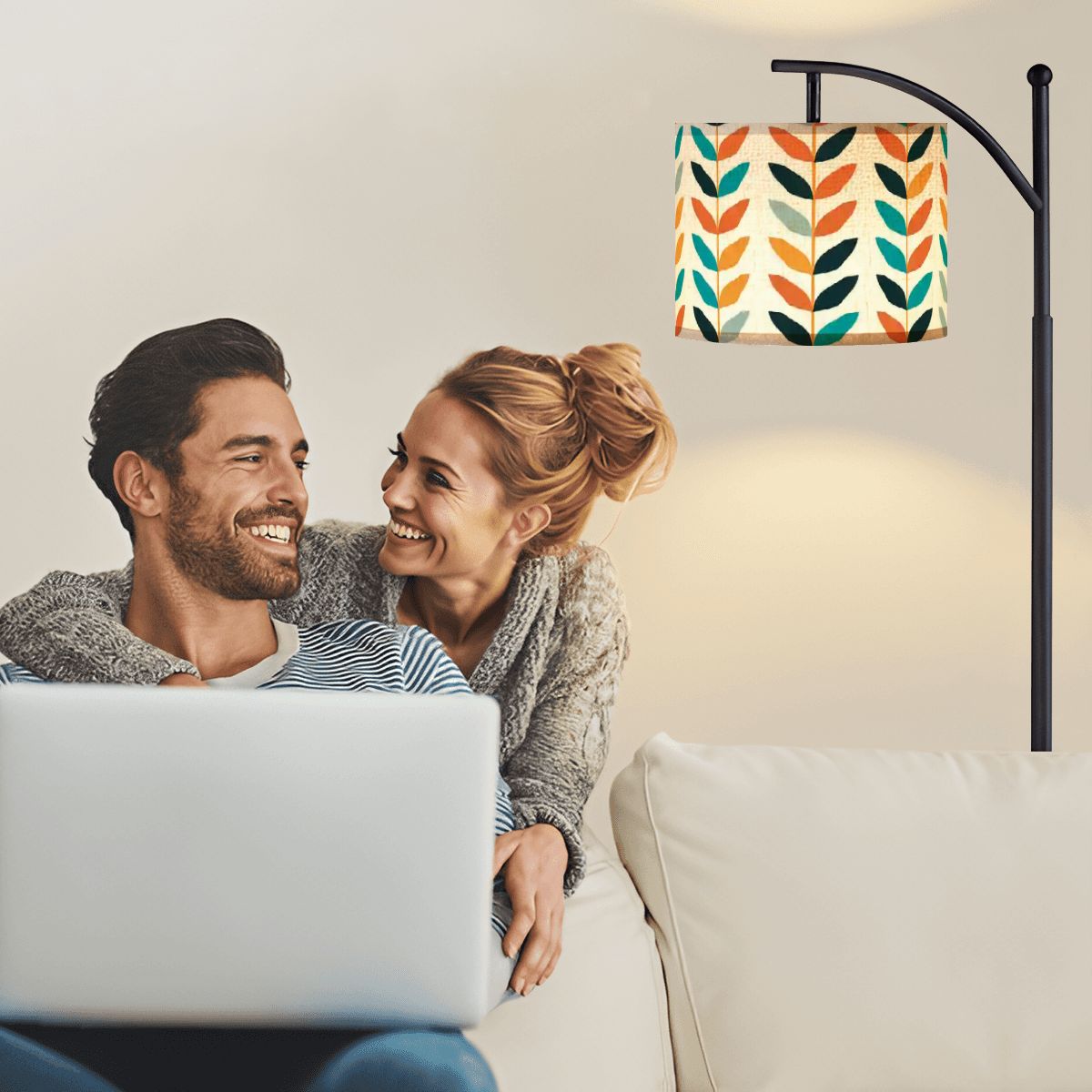 Kate McEnroe New York Scandinavian Danish Modern Retro Floral Mid Century Modern Arc Floor LampFloor LampsN4r75ZmbpX