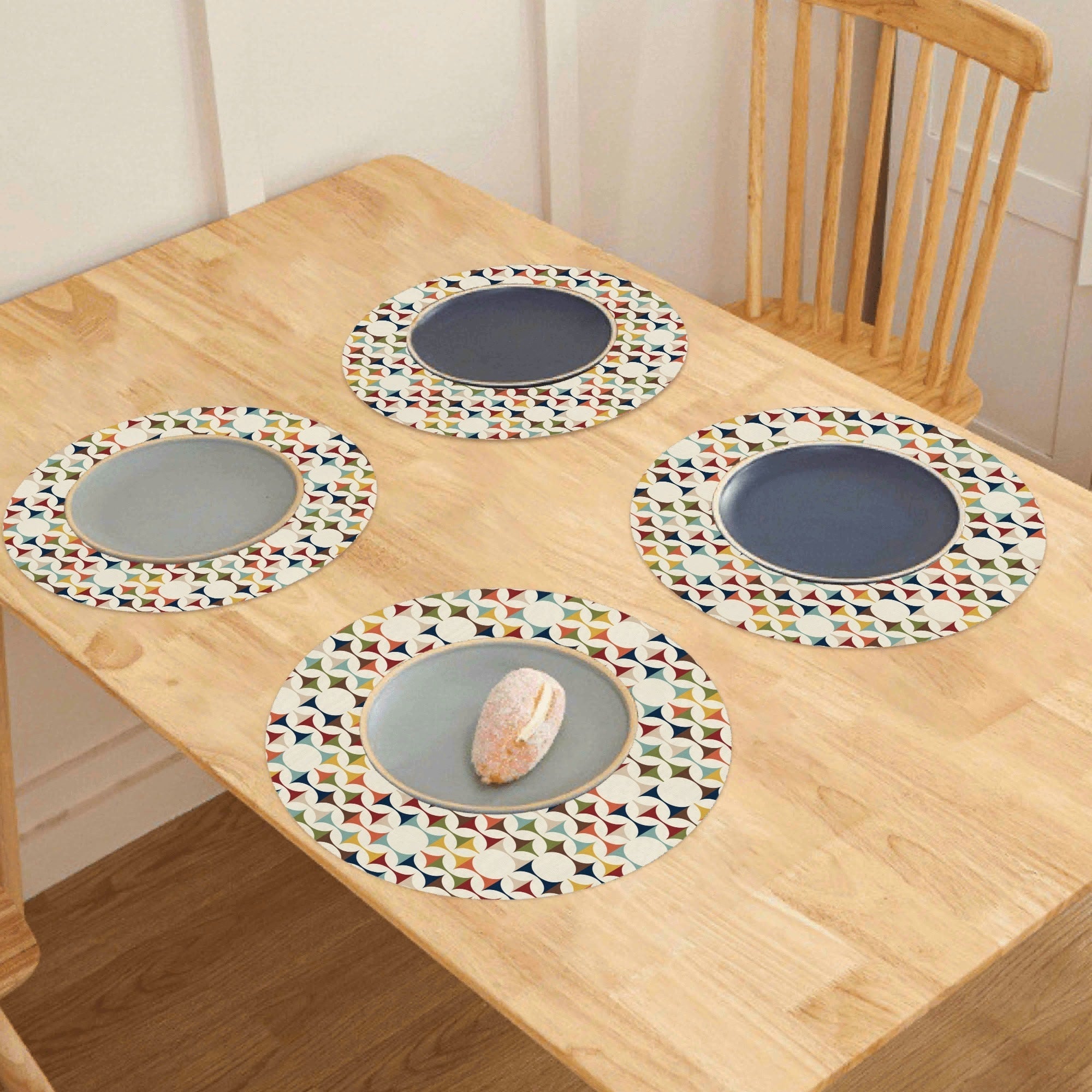 Kate McEnroe New York Scandinavian Danish Modern Round Placemats, Retro Geometric Table Mats Set of 4PlacematsNRQ4XQ1Y-1