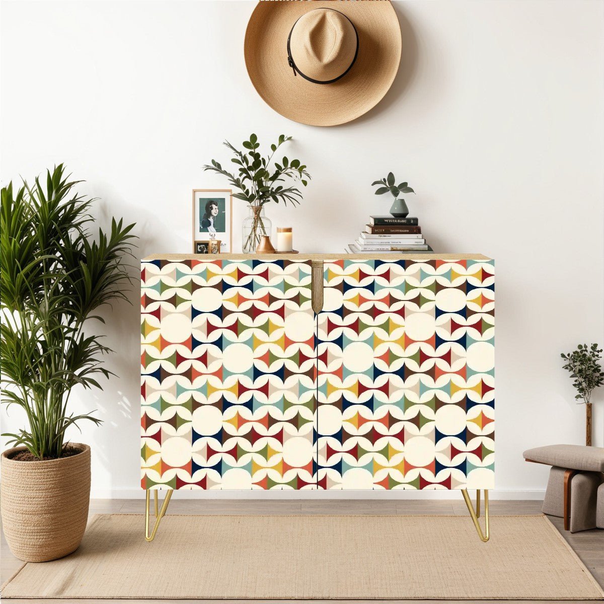 Kate McEnroe New York Scandinavian Danish Modern Storage Cabinet, Mid - Century Modern Geometric Accent Sideboard, Colorful Retro Design Home FurnitureStorage CabinetsqGAUBj5c14