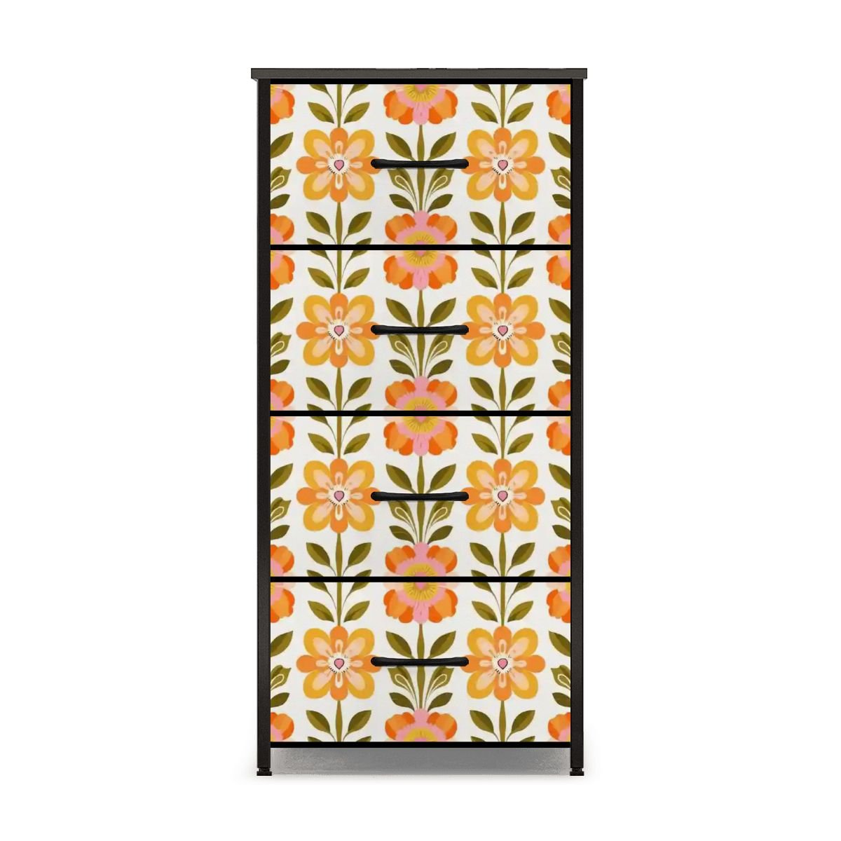 Kate McEnroe New York Scandinavian Floral Dresser, Danish Modern 4 Drawer Chest, Mid Mod StyleDressers6D0H5KTJHm