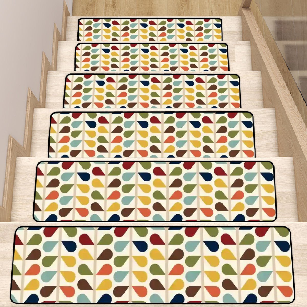 Kate McEnroe New York Scandinavian Floral Stair Treads, Mid Century Modern Retro Non Slip MatStair Treadsuu2ZvREZsr