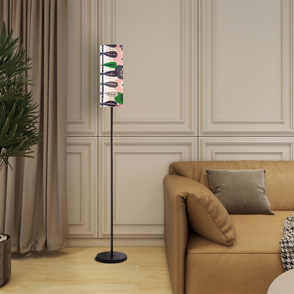 Kate McEnroe New York Scandinavian Hygge Floral Floor Lamp, Mid Century Modern Danish Modern Standing Light, Pink Green Retro DecorFloor LampsvdEUhQb68y