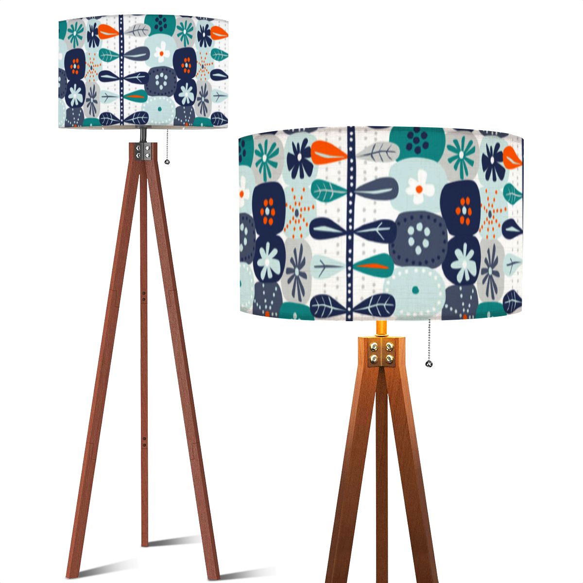Kate McEnroe New York Scandinavian Hygge Mid Century Modern Tripod Floor Lamp, Danish Modern Retro Floral LightFloor LampsL6lZJqqJeO