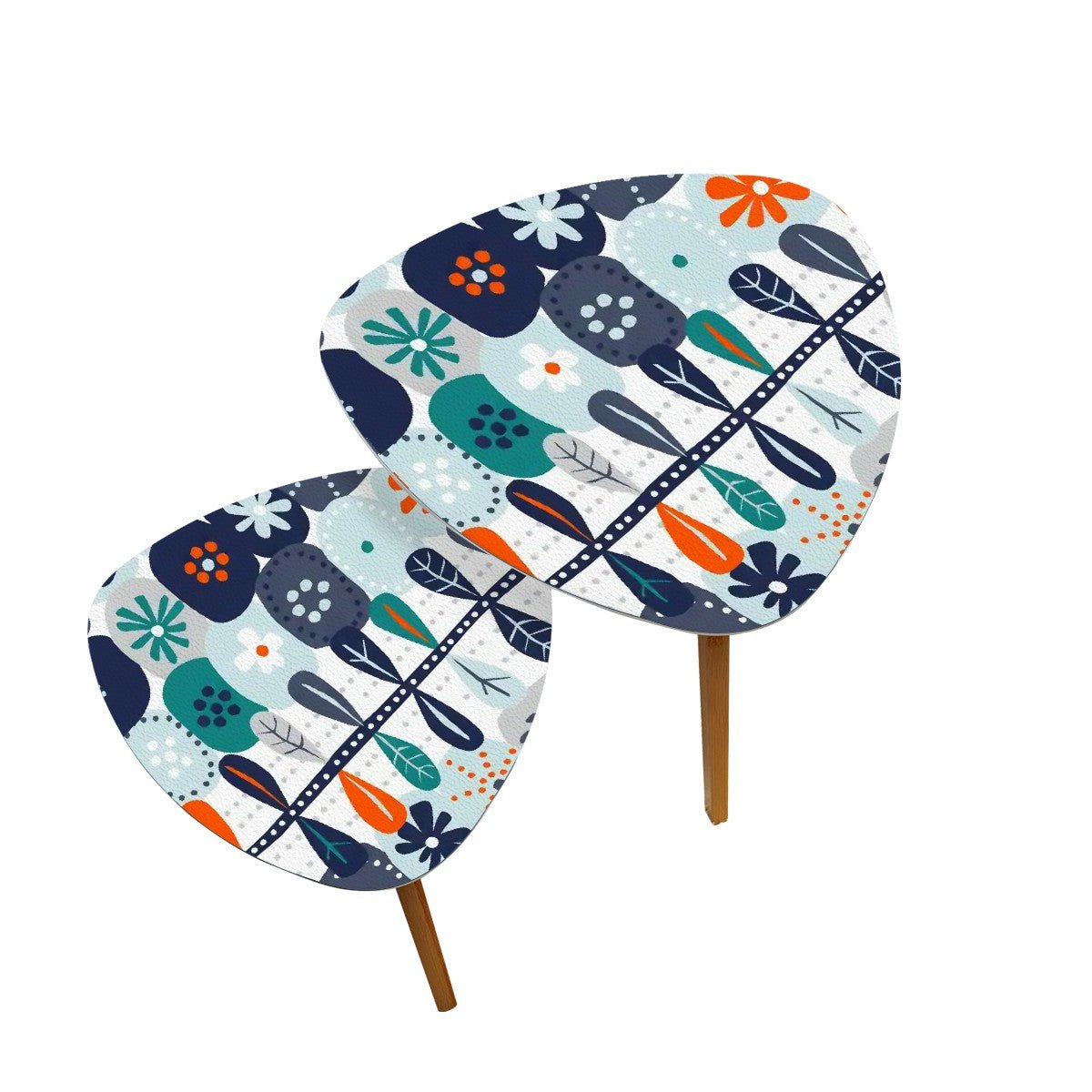 Kate McEnroe New York Scandinavian Hygge Mid Century Nesting Tables, Danish Modern Floral Retro Accent TablesNesting Tablesy3o1k7gr9E