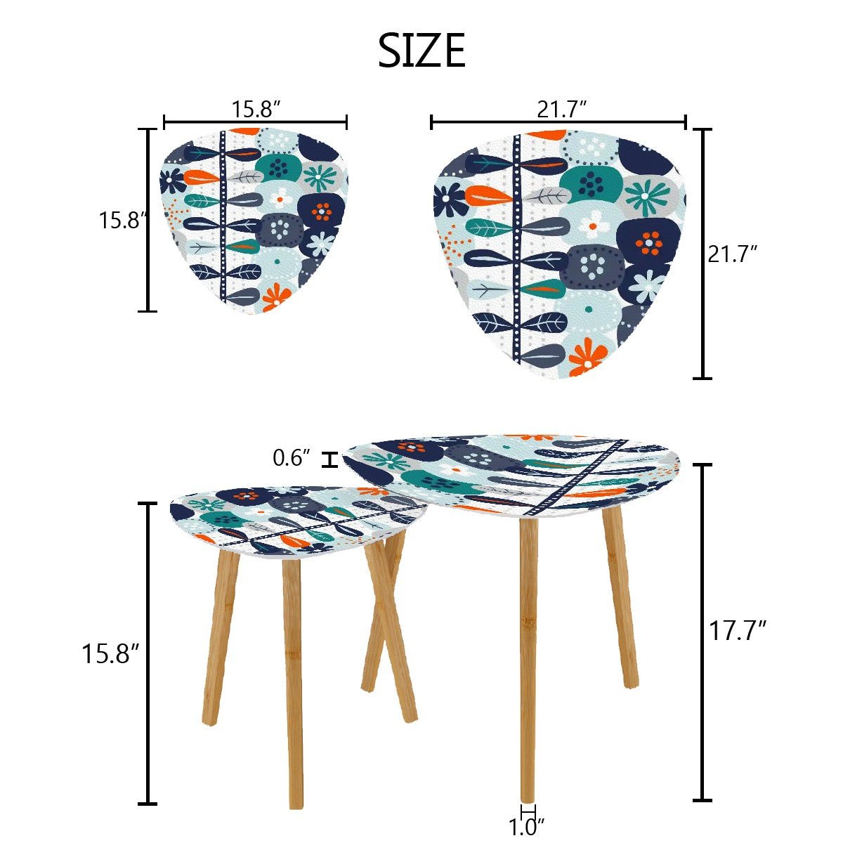 Kate McEnroe New York Scandinavian Hygge Mid Century Nesting Tables, Danish Modern Floral Retro Accent TablesNesting Tablesy3o1k7gr9E