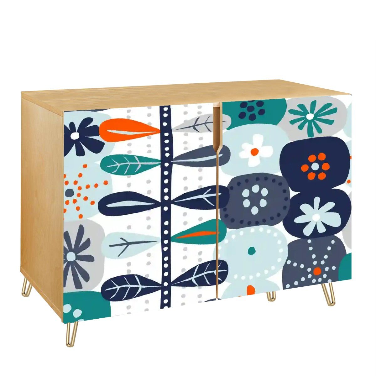Kate McEnroe New York Scandinavian Mid Century Modern Credenza, Hygge Floral Danish Modern Storage CabinetStorage CabinetsKqQAV2fG2L