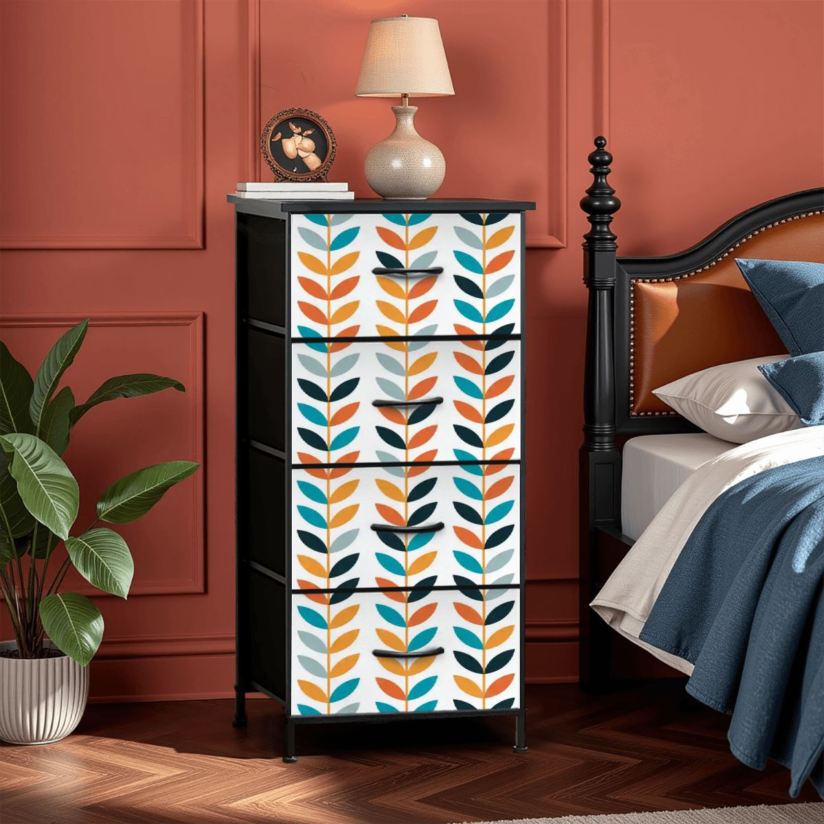 Kate McEnroe New York Scandinavian Mid Century Modern Geometric Floral 4 Drawer DresserDresserstm528D201Z