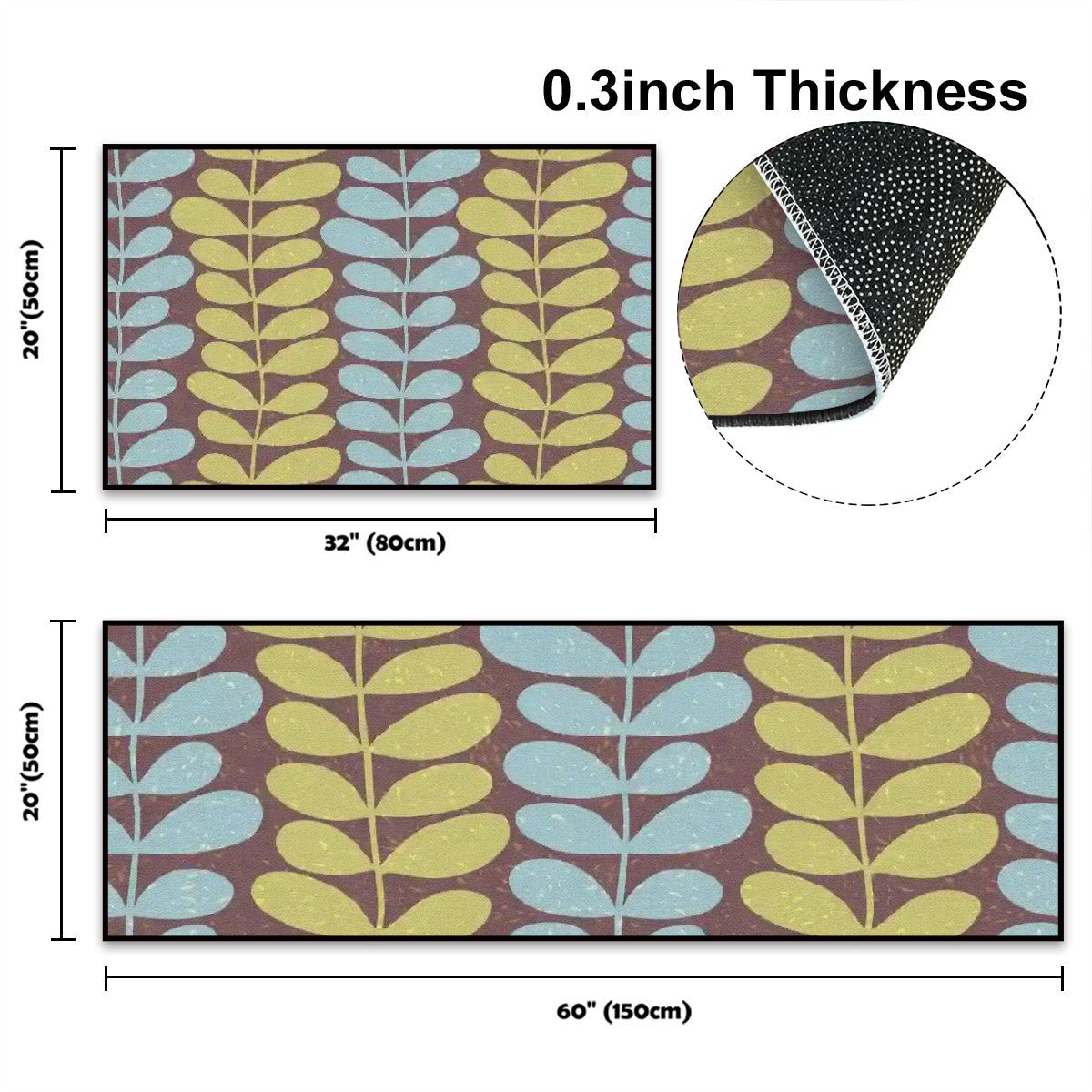 Kate McEnroe New York Scandinavian Mid Century Modern Leaf Print Kitchen Mat SetKitchen Floor MatsqKJQjILzzo