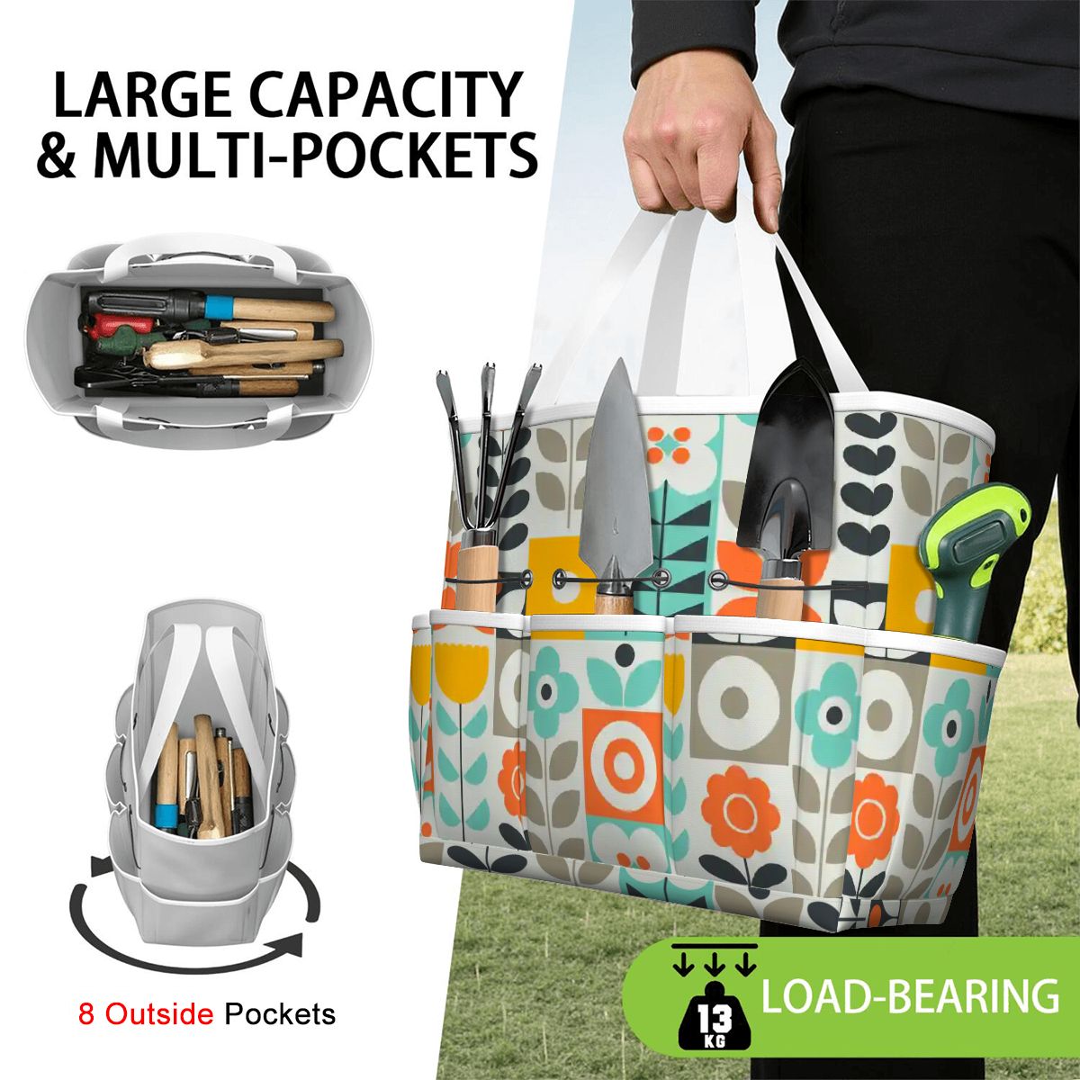 Kate McEnroe New York Scandinavian Mod Floral Mid Century Modern Garden Tool BagGarden Tool BagGUwZMXaOTP