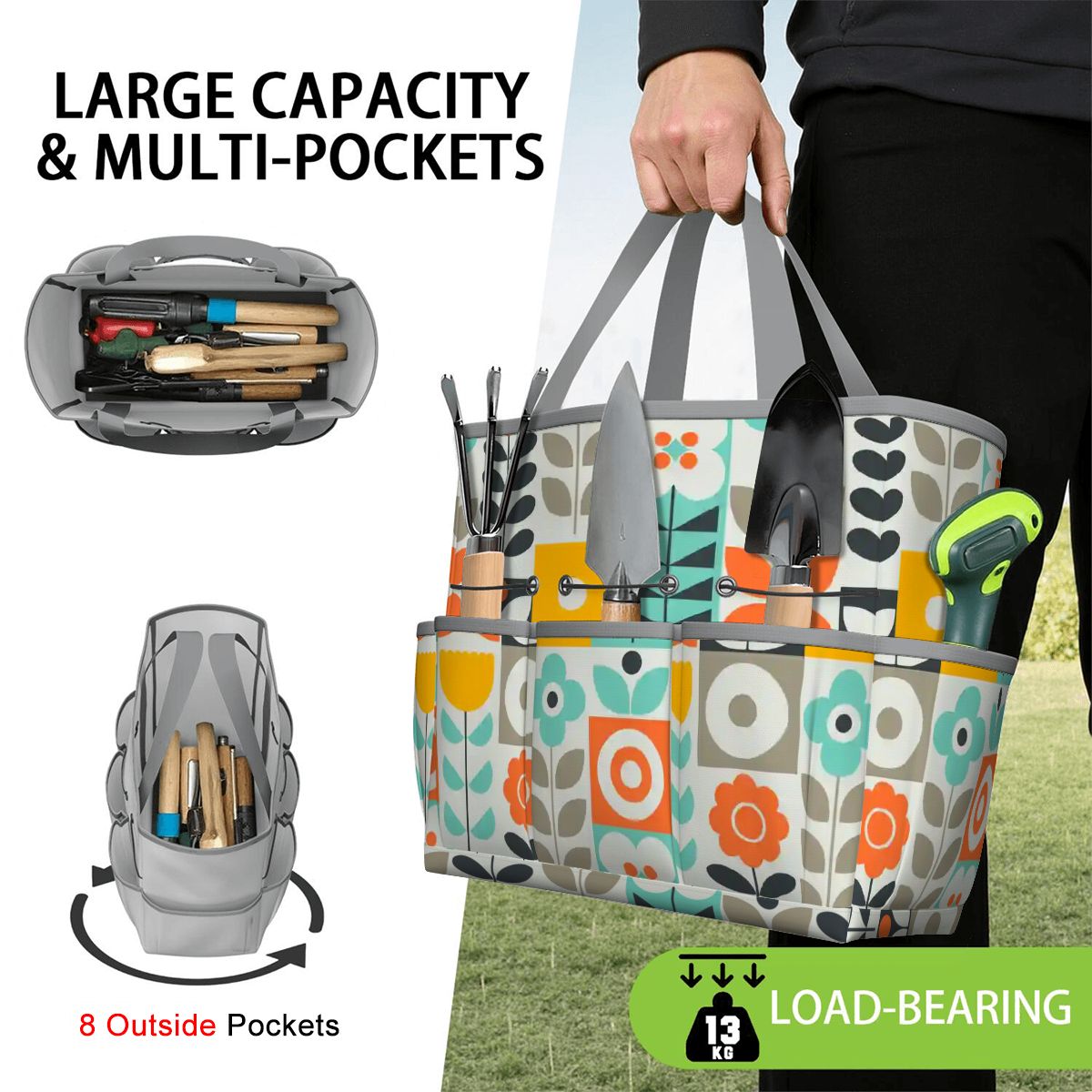Kate McEnroe New York Scandinavian Mod Floral Mid Century Modern Garden Tool BagGarden Tool BagGUwZMXaOTP