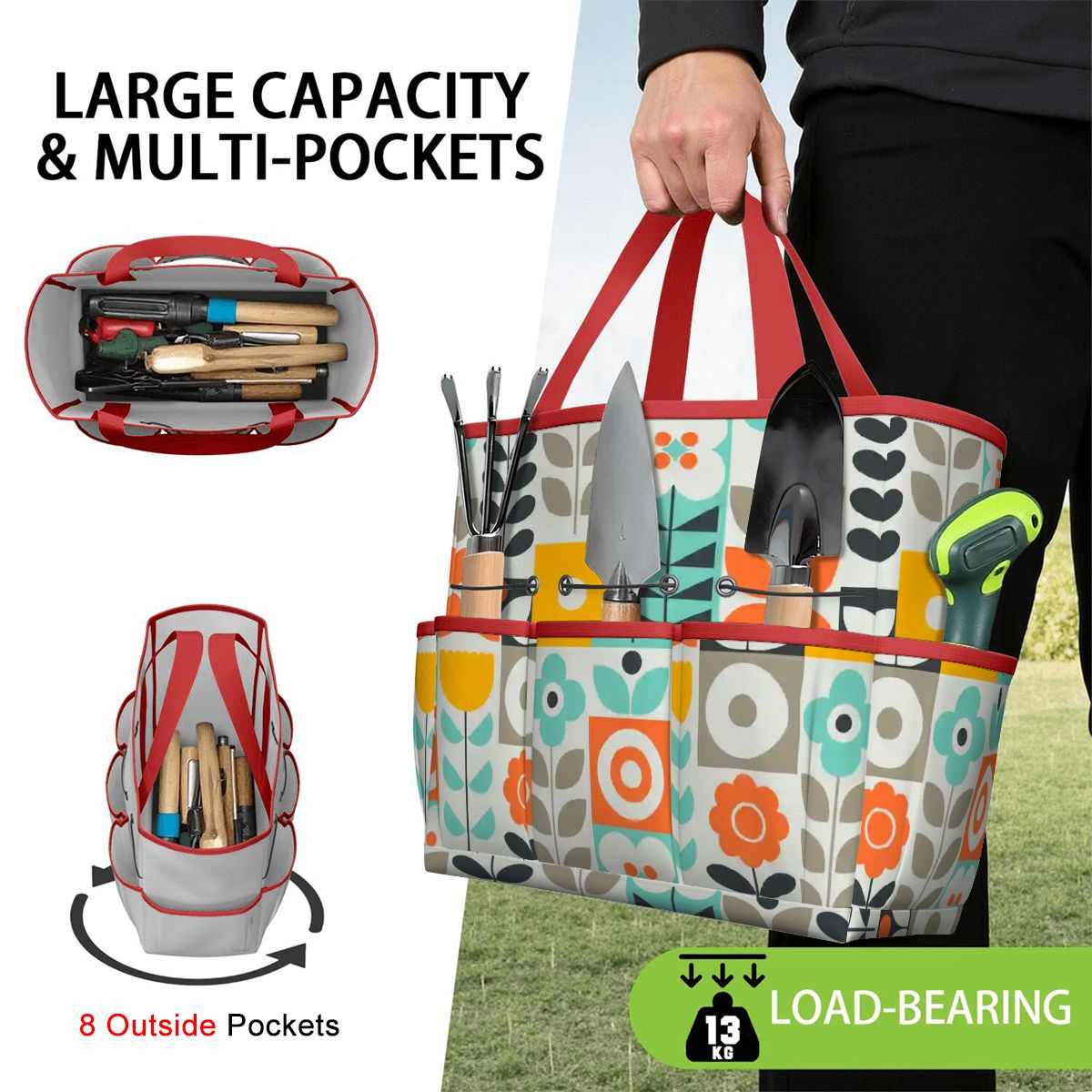 Kate McEnroe New York Scandinavian Mod Floral Mid Century Modern Garden Tool BagGarden Tool BagGUwZMXaOTP