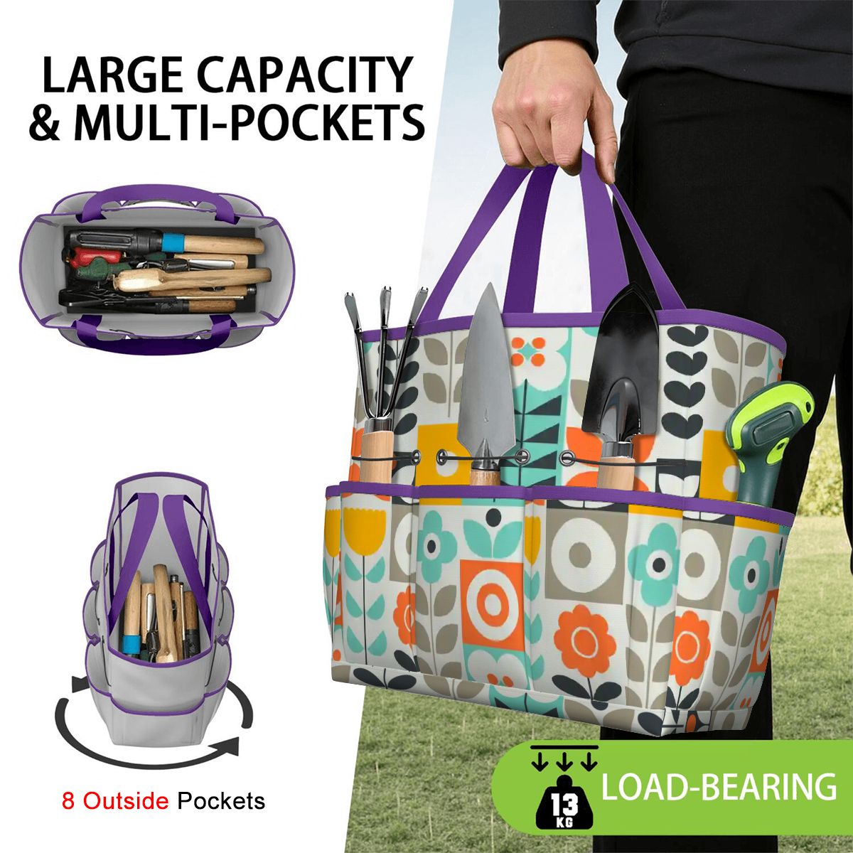 Kate McEnroe New York Scandinavian Mod Floral Mid Century Modern Garden Tool BagGarden Tool BagGUwZMXaOTP