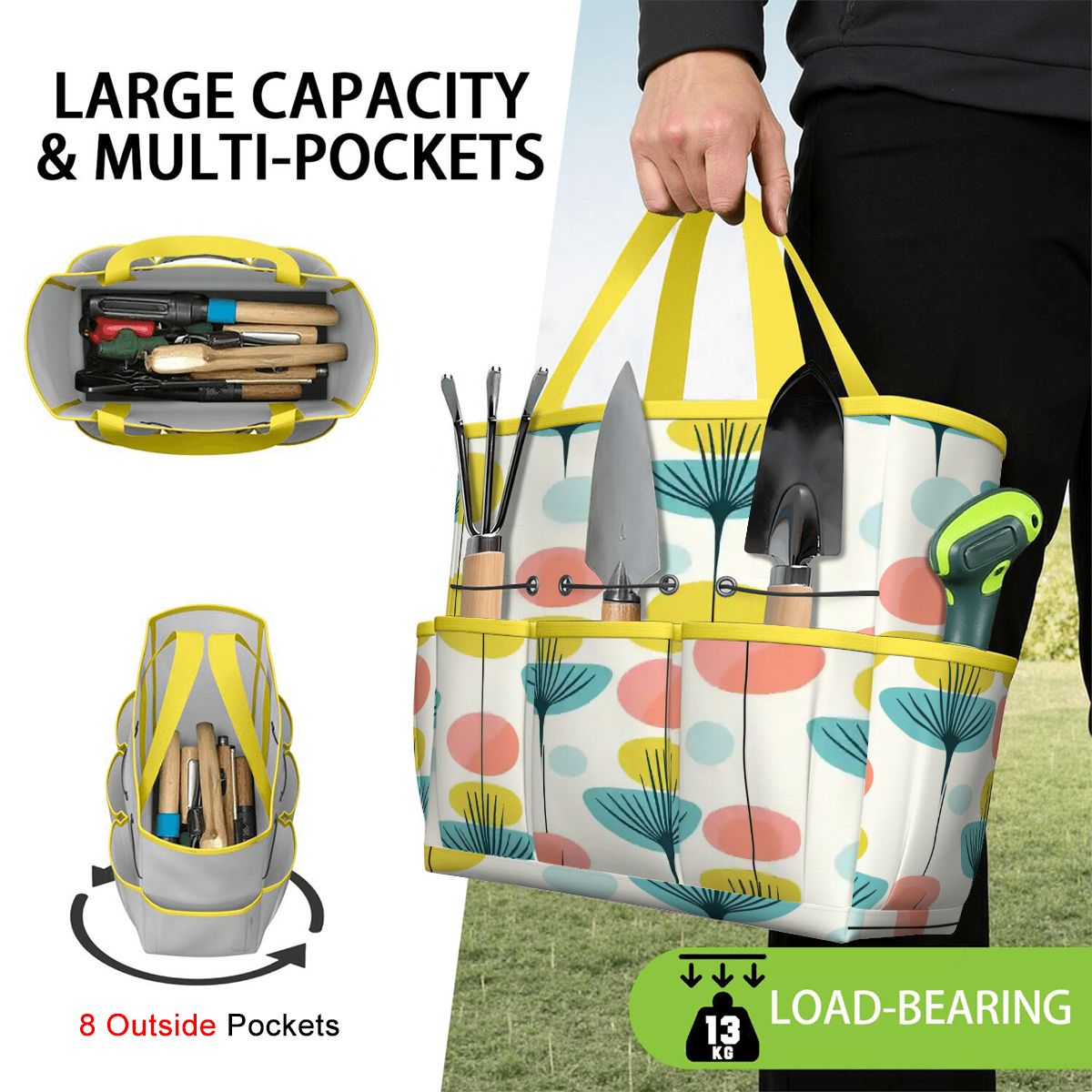 Kate McEnroe New York Scandinavian Modern Abstract Floral Mid Century Garden Tool BagGarden Tool BageOUO4un0lx