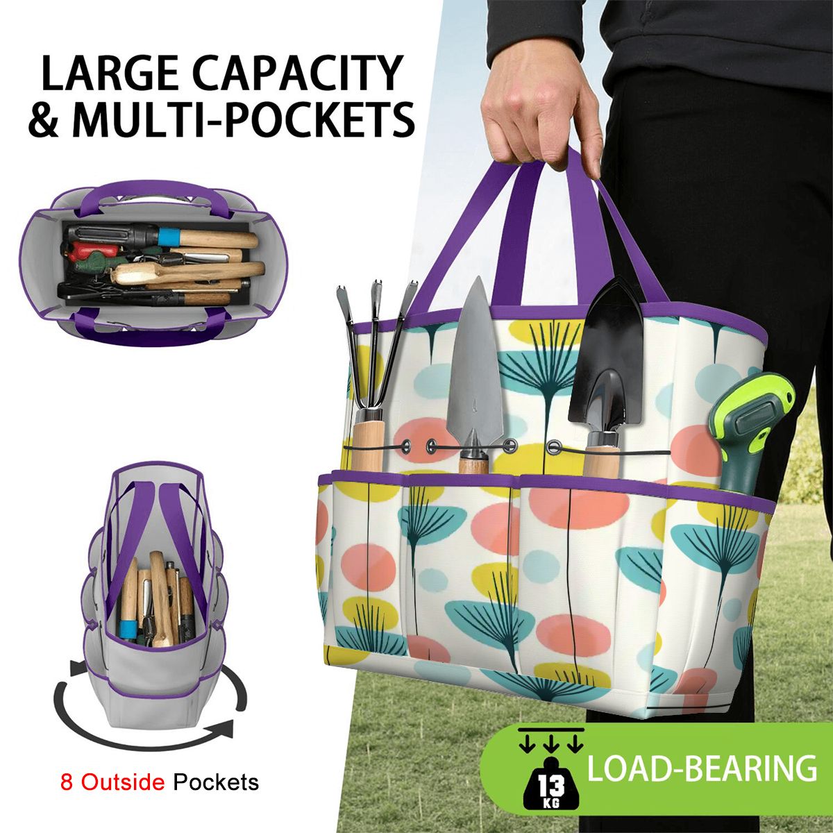 Kate McEnroe New York Scandinavian Modern Abstract Floral Mid Century Garden Tool BagGarden Tool BageOUO4un0lx