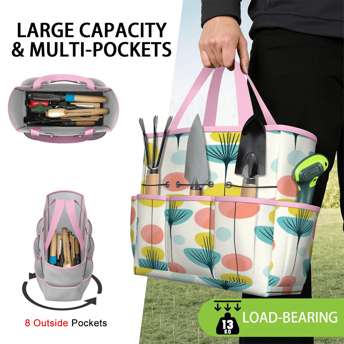 Kate McEnroe New York Scandinavian Modern Abstract Floral Mid Century Garden Tool BagGarden Tool BageOUO4un0lx