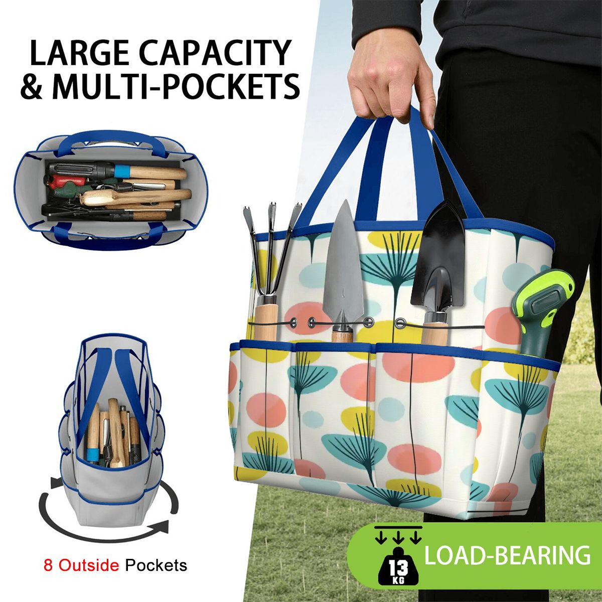 Kate McEnroe New York Scandinavian Modern Abstract Floral Mid Century Garden Tool BagGarden Tool BageOUO4un0lx