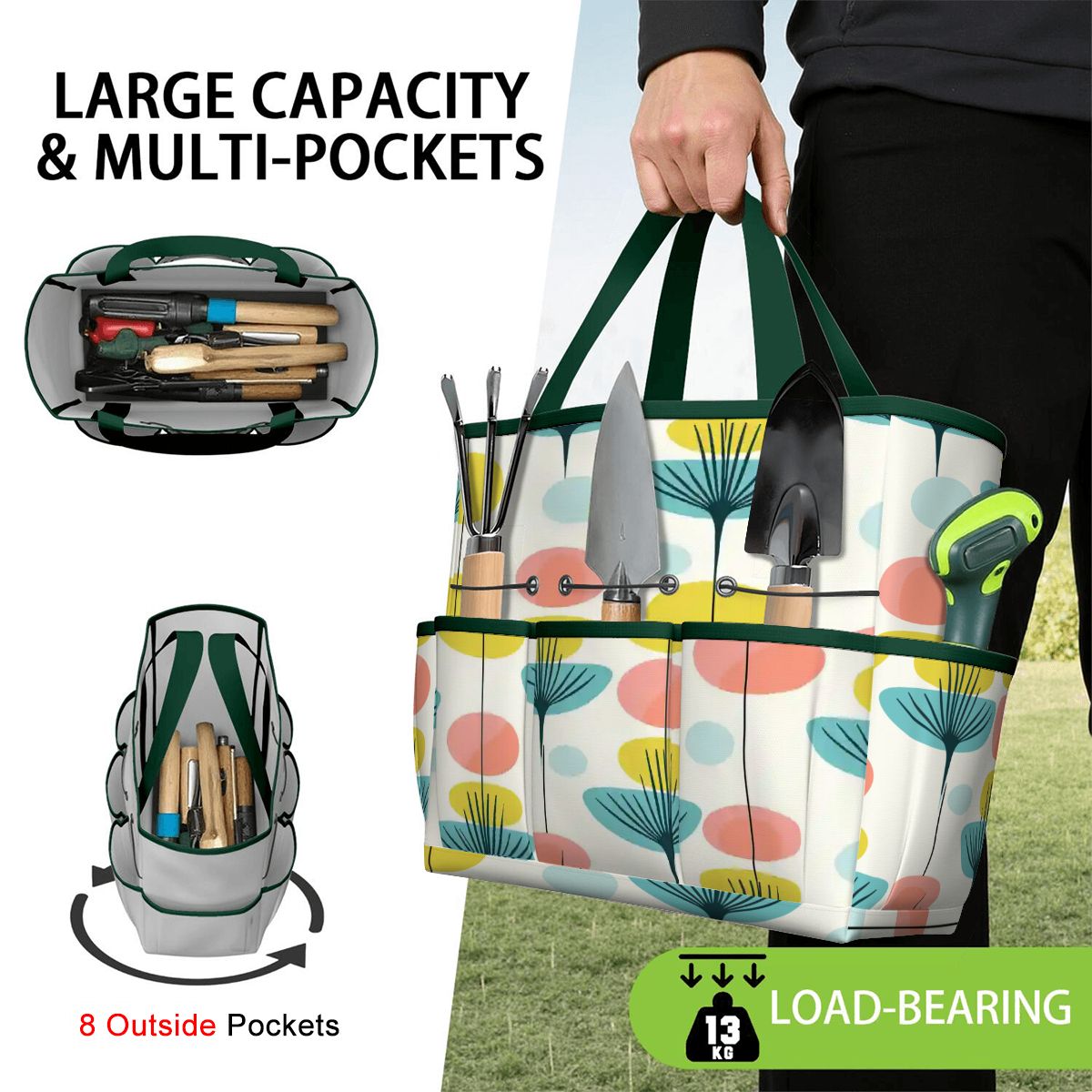 Kate McEnroe New York Scandinavian Modern Abstract Floral Mid Century Garden Tool BagGarden Tool BageOUO4un0lx