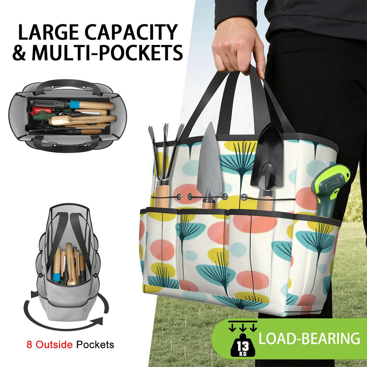 Kate McEnroe New York Scandinavian Modern Abstract Floral Mid Century Garden Tool BagGarden Tool BagfL248CVE9A