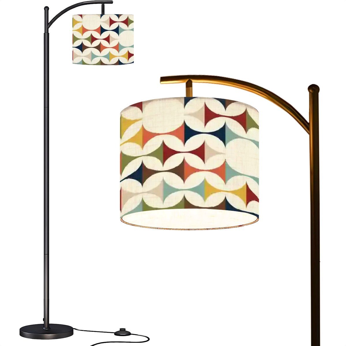Kate McEnroe New York Scandinavian Modern Arc Floor Lamp, Retro 60s Geometric Pattern, Mid Century Modern Accent Lighting, Nordic Style Home DecorFloor LampsL1DuXuSQBl