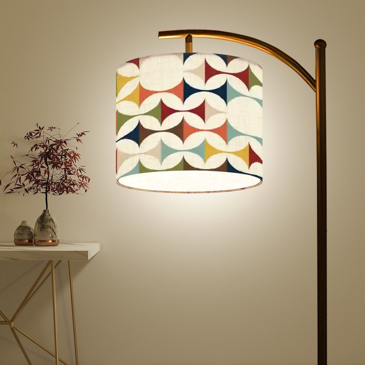 Kate McEnroe New York Scandinavian Modern Arc Floor Lamp, Retro 60s Geometric Pattern, Mid Century Modern Accent Lighting, Nordic Style Home DecorFloor LampsL1DuXuSQBl
