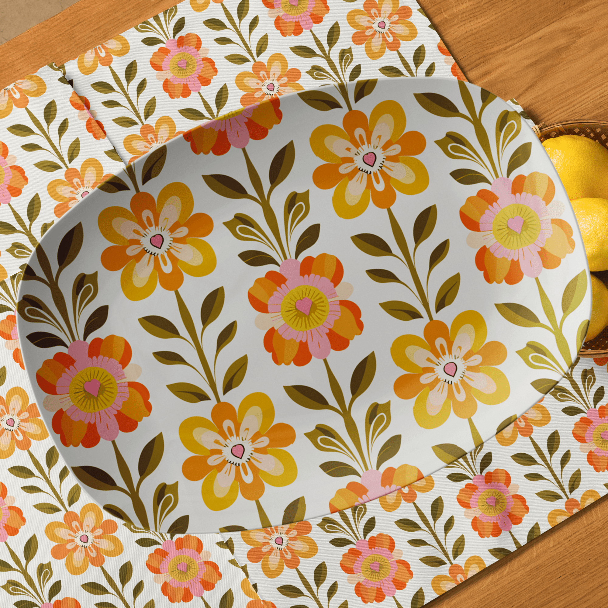 Kate McEnroe New York Scandinavian Modern Danish Floral Serving PlatterServing PlattersSMD - FLR - PLTR - 01